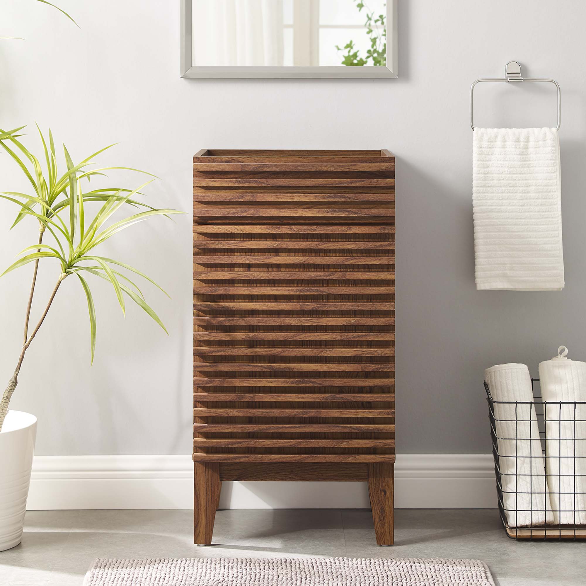 Render 18" Bathroom Vanity Cabinet (Sink Basin Not Included), Walnut