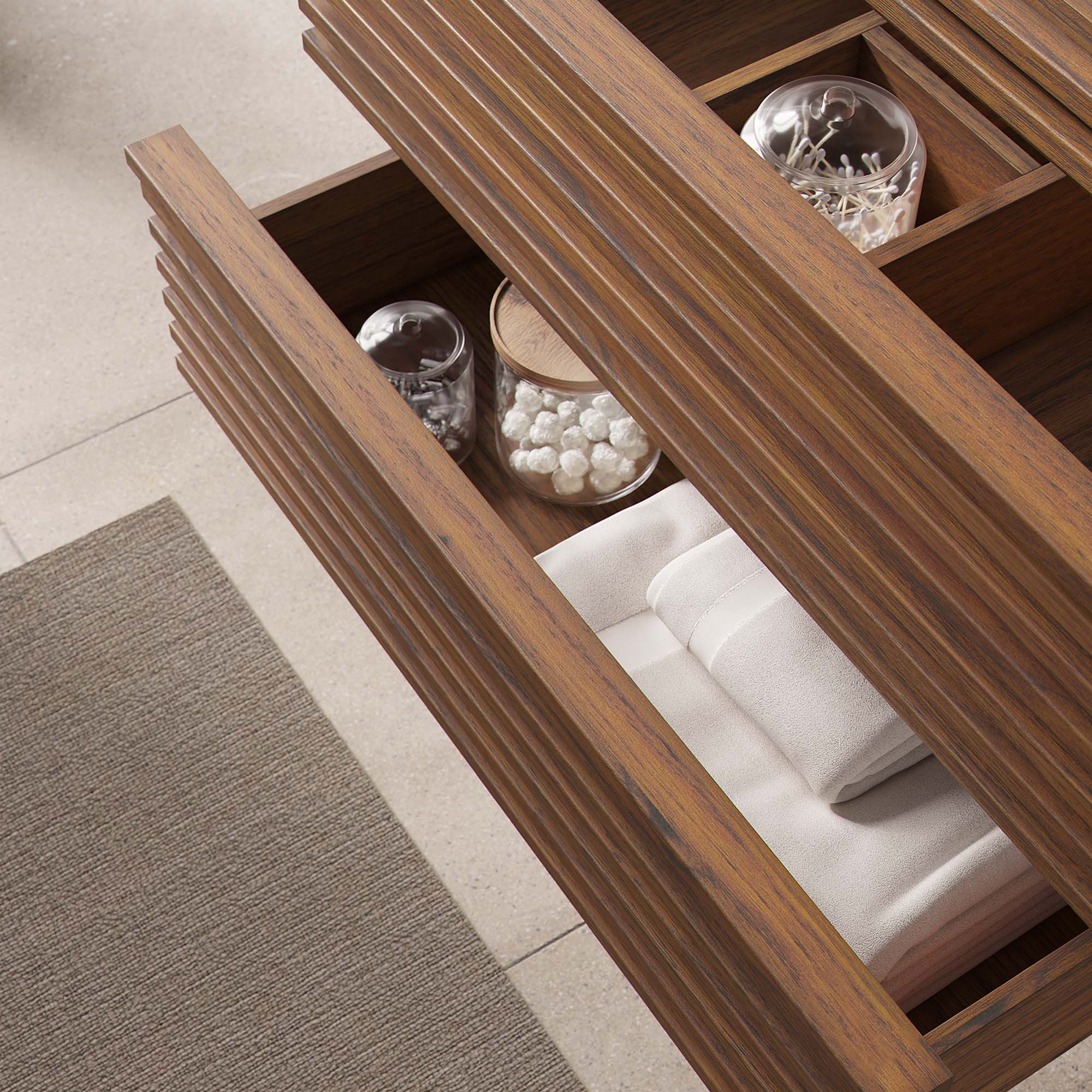 Render 30" Wall-Mount Bathroom Vanity Cabinet (Sink Basin Not Included), Walnut