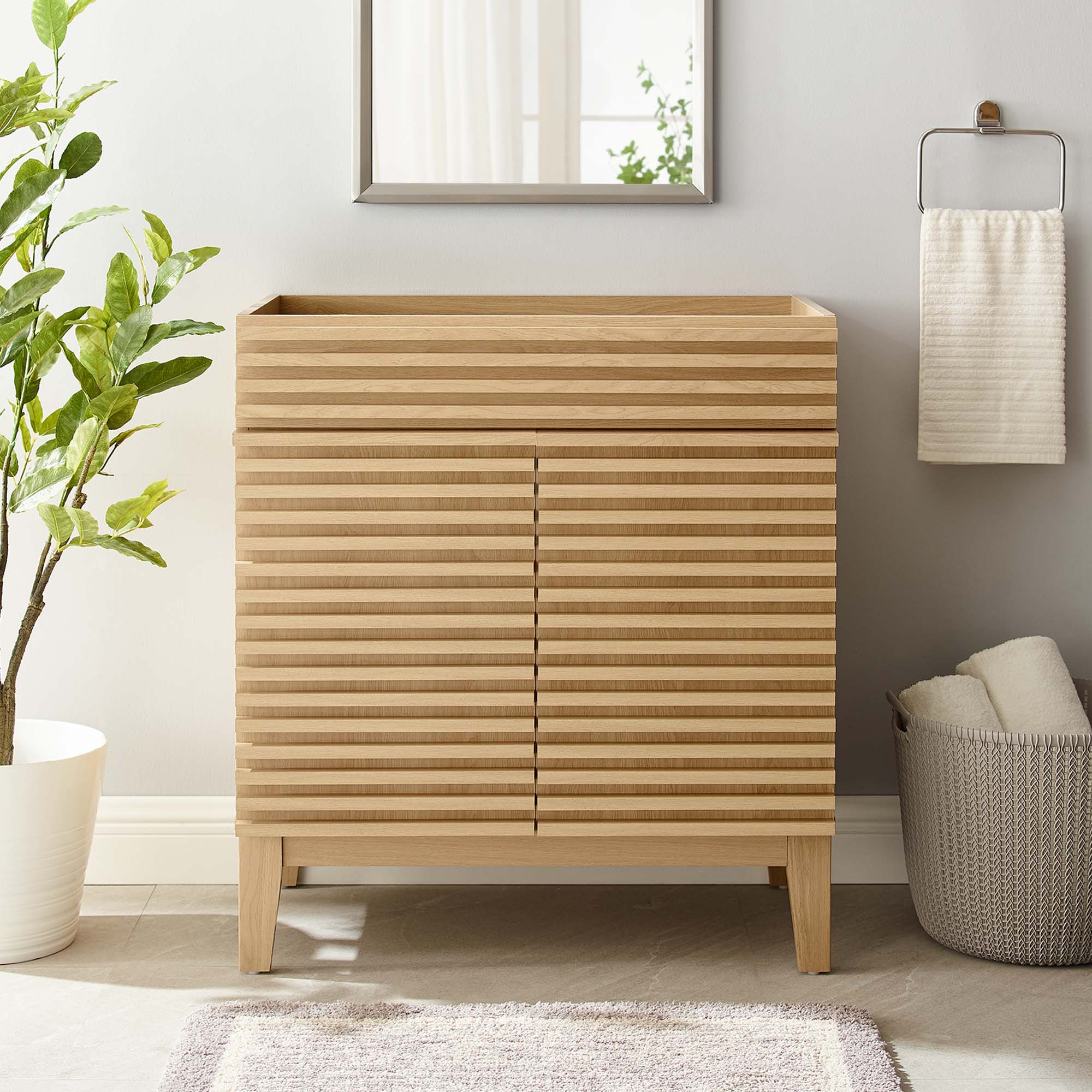 Render 30" Bathroom Vanity Cabinet (Sink Basin Not Included), Oak