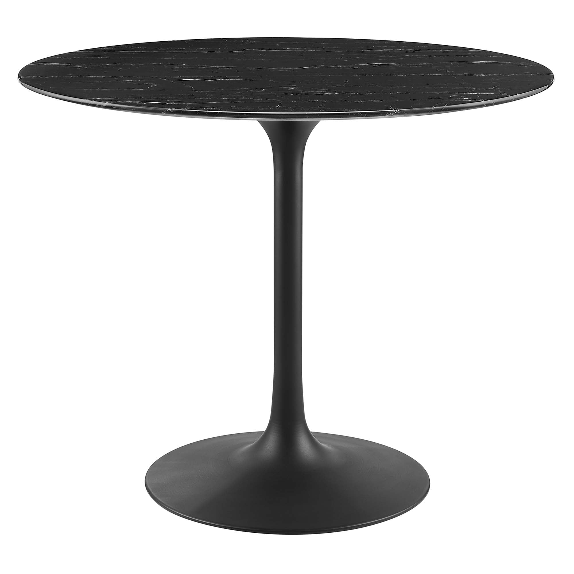 Lippa 36" Round Faux Marble Dining Table, Black Black