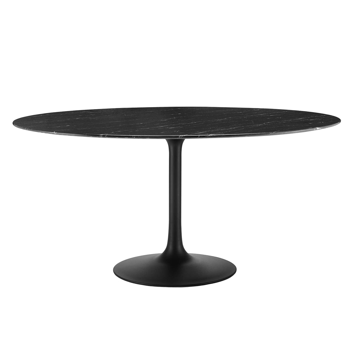 Lippa 60" Round Faux Marble Dining Table, Black Black