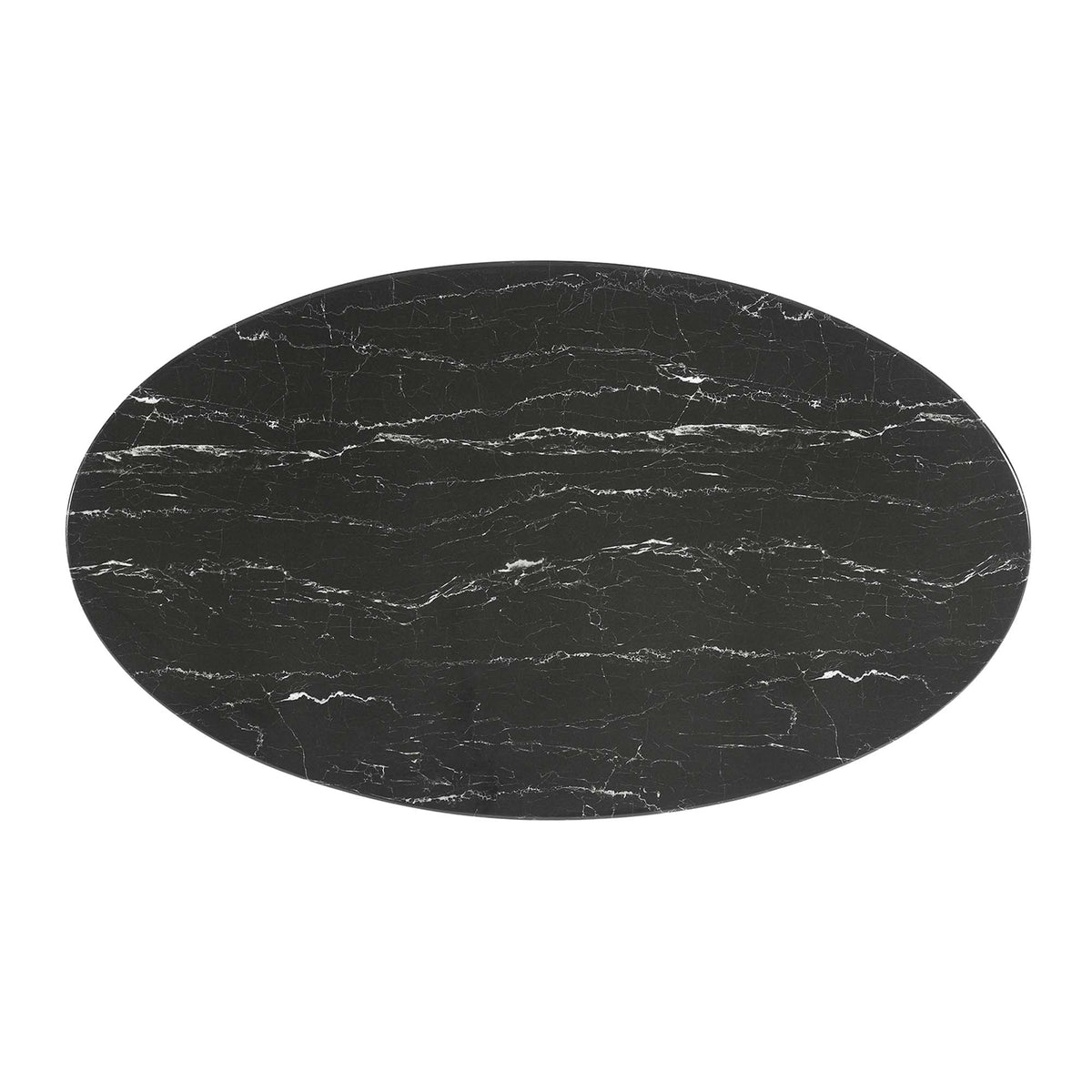 Lippa 54" Oval Faux Marble Dining Table, Black Black