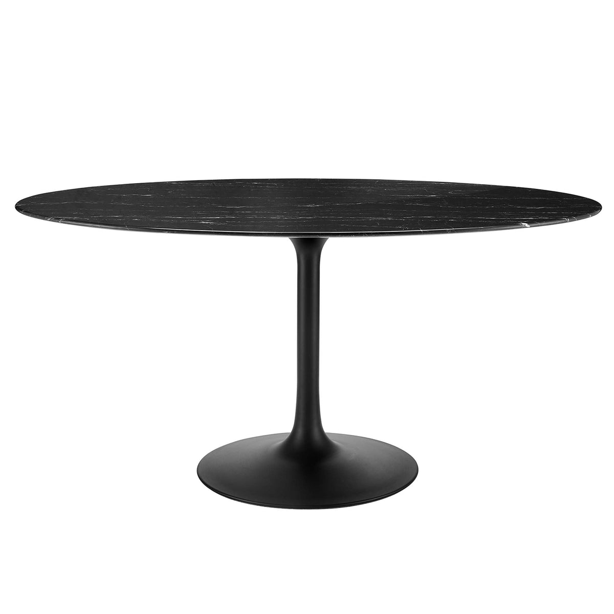 Lippa 60" Oval Faux Marble Dining Table, Black Black