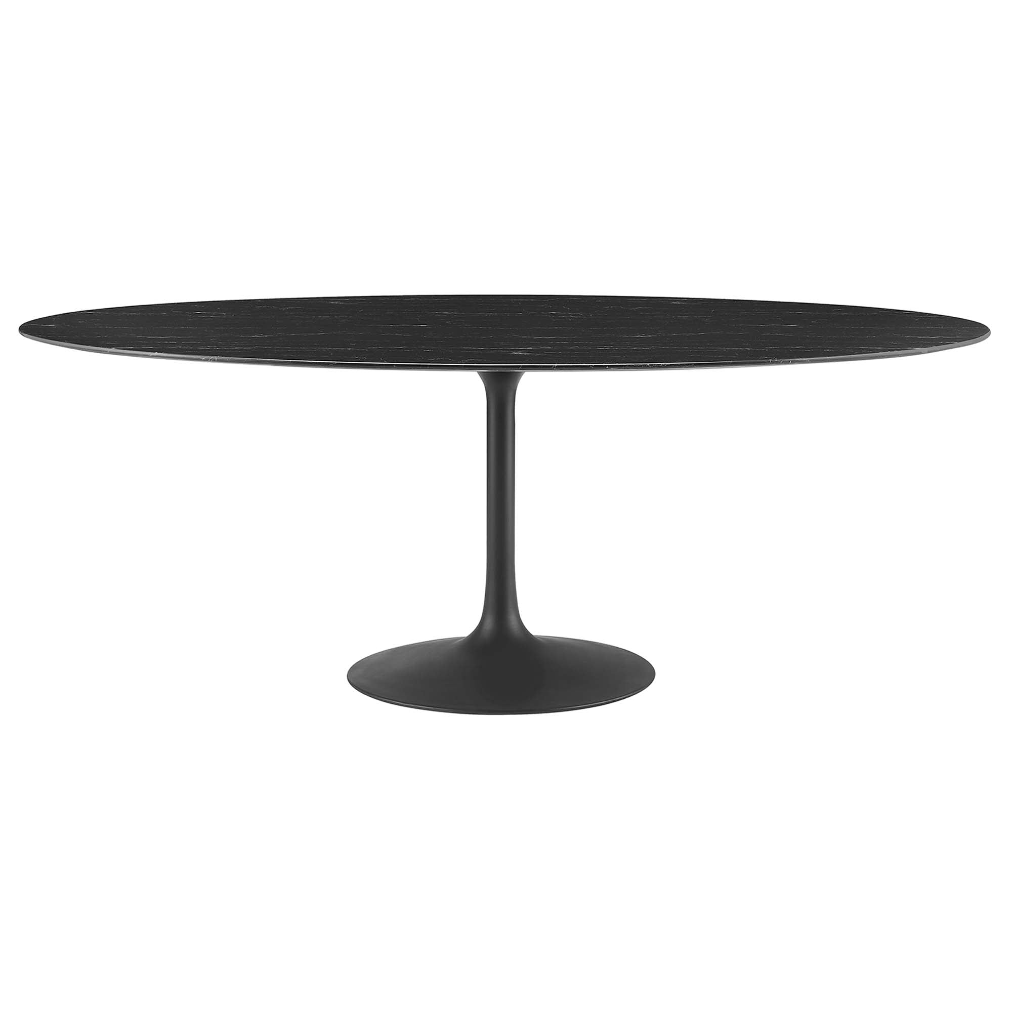 Lippa 78" Oval Faux Marble Dining Table, Black Black
