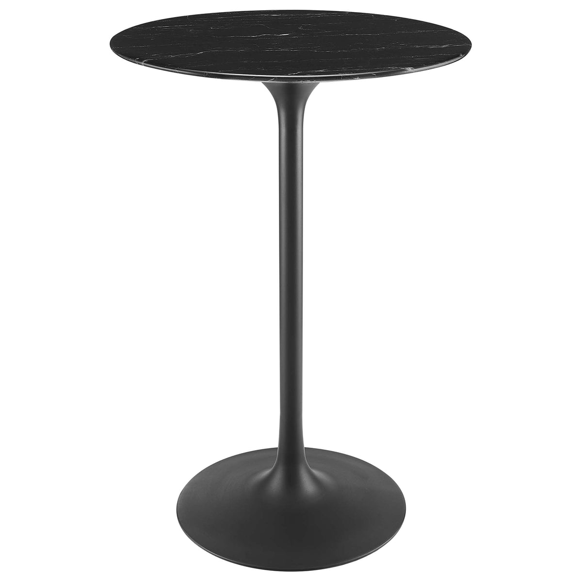 Lippa 28" Round Faux Marble Bar Table, Black Black