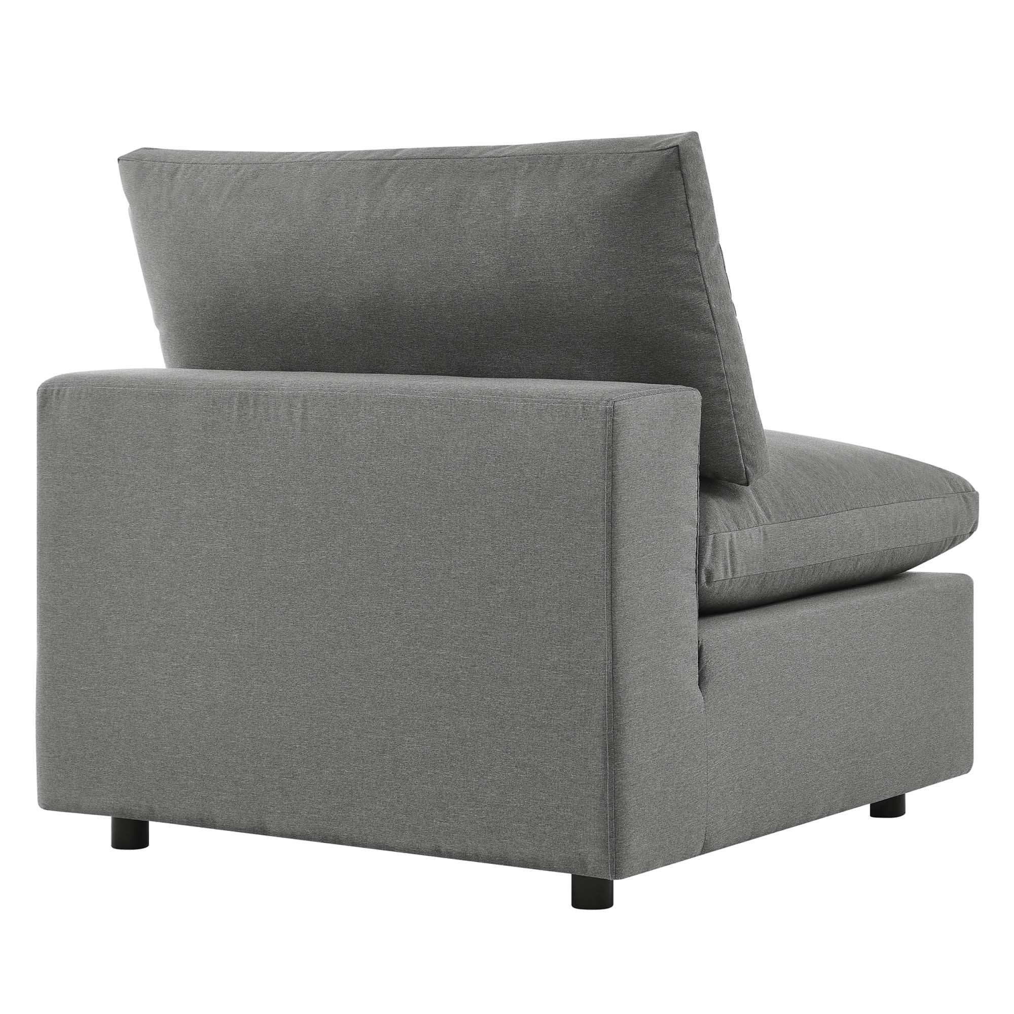 Commix Overstuffed Outdoor Patio Armless Chair, Charcoal