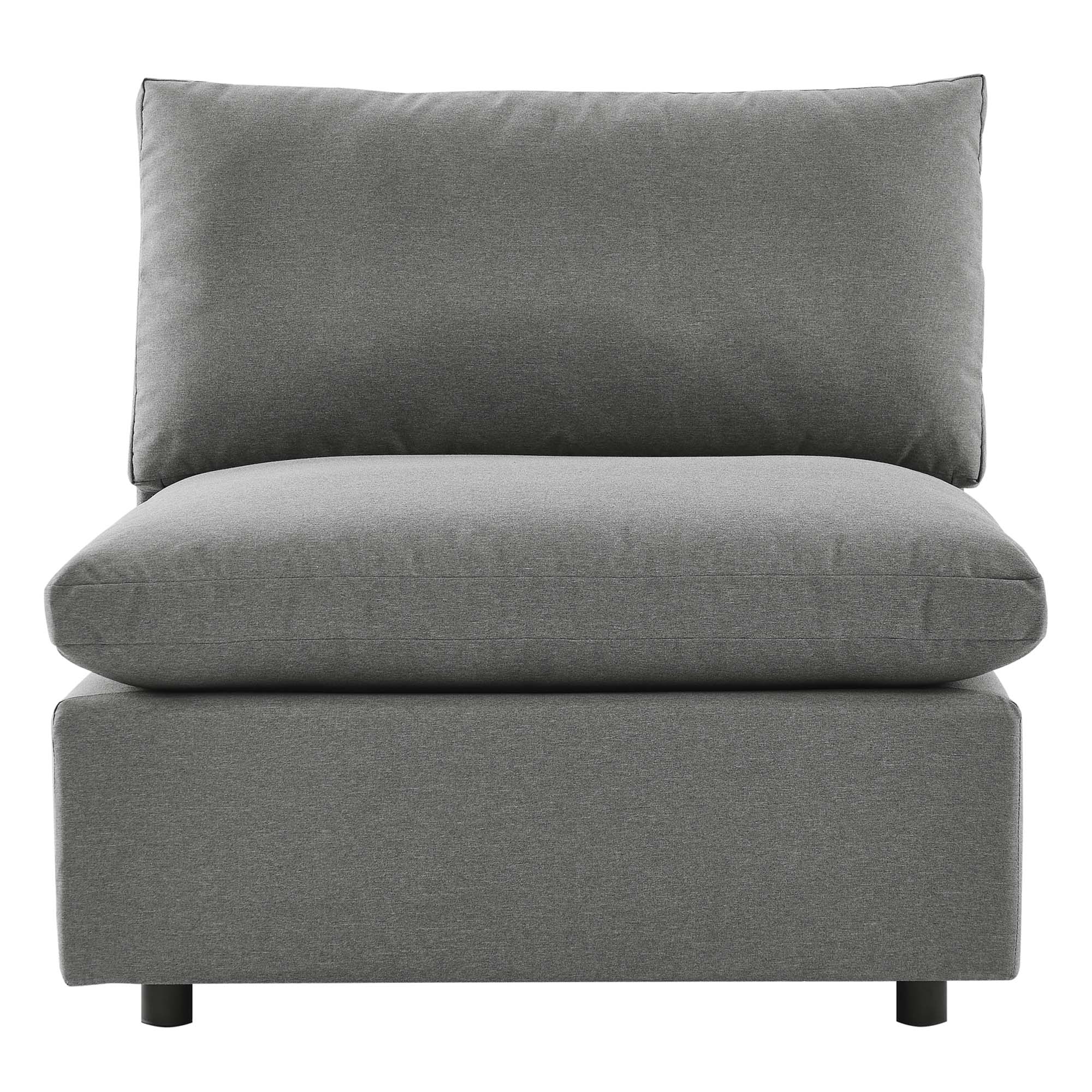 Commix Overstuffed Outdoor Patio Armless Chair, Charcoal