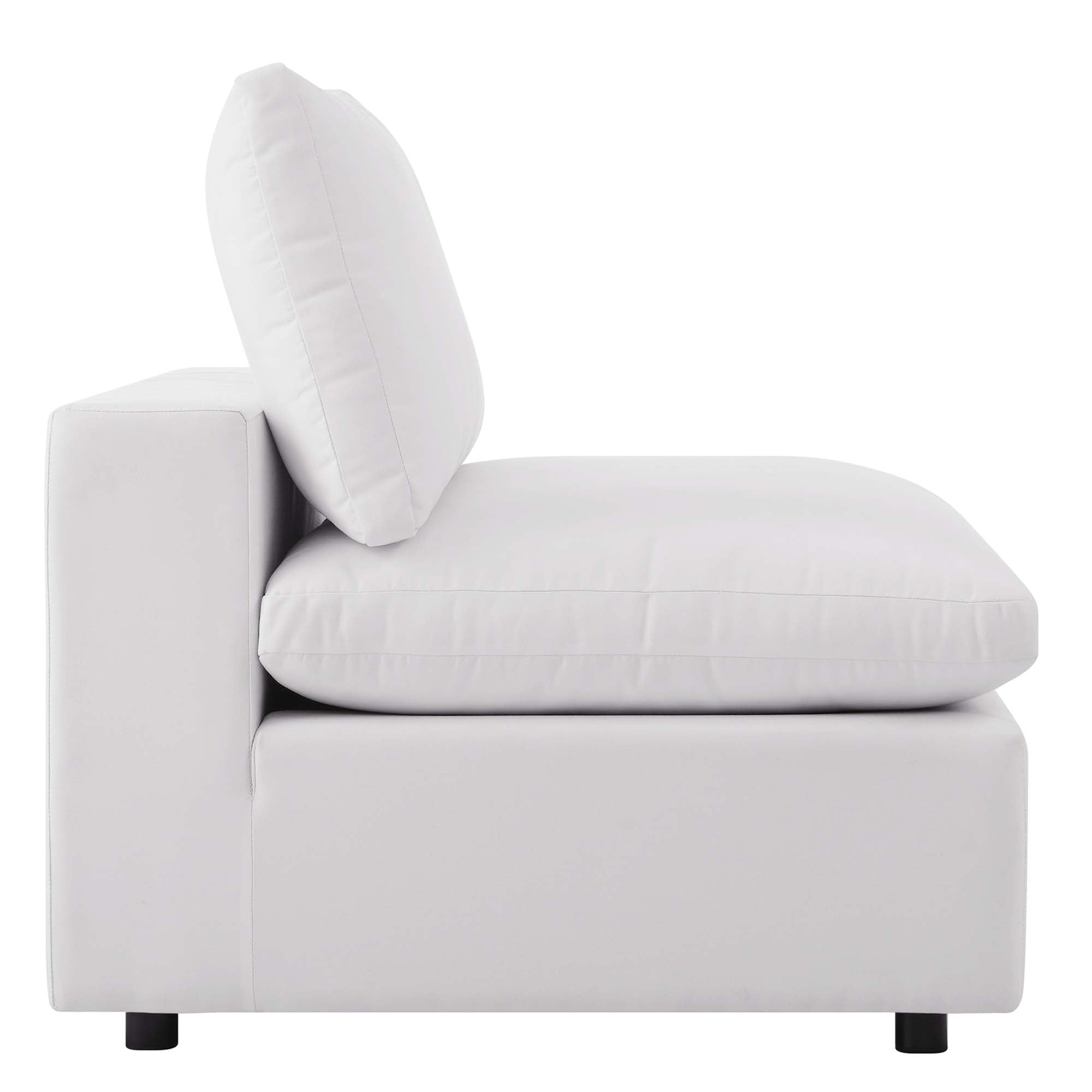 Commix Overstuffed Outdoor Patio Armless Chair, White