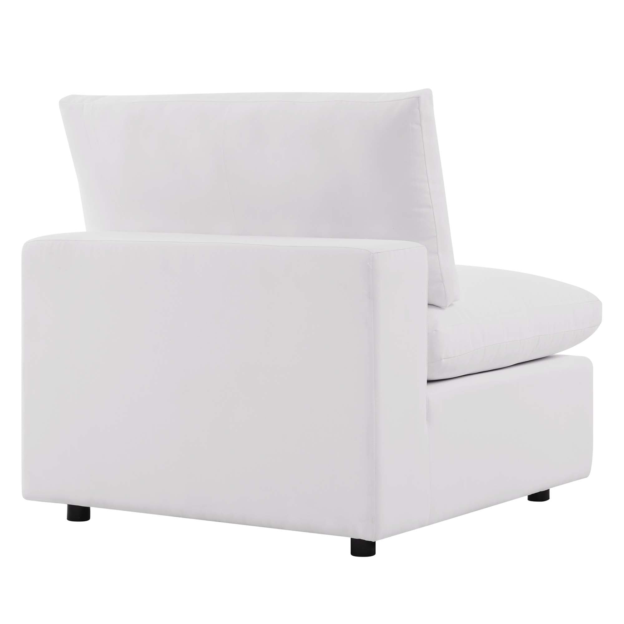 Commix Overstuffed Outdoor Patio Armless Chair, White