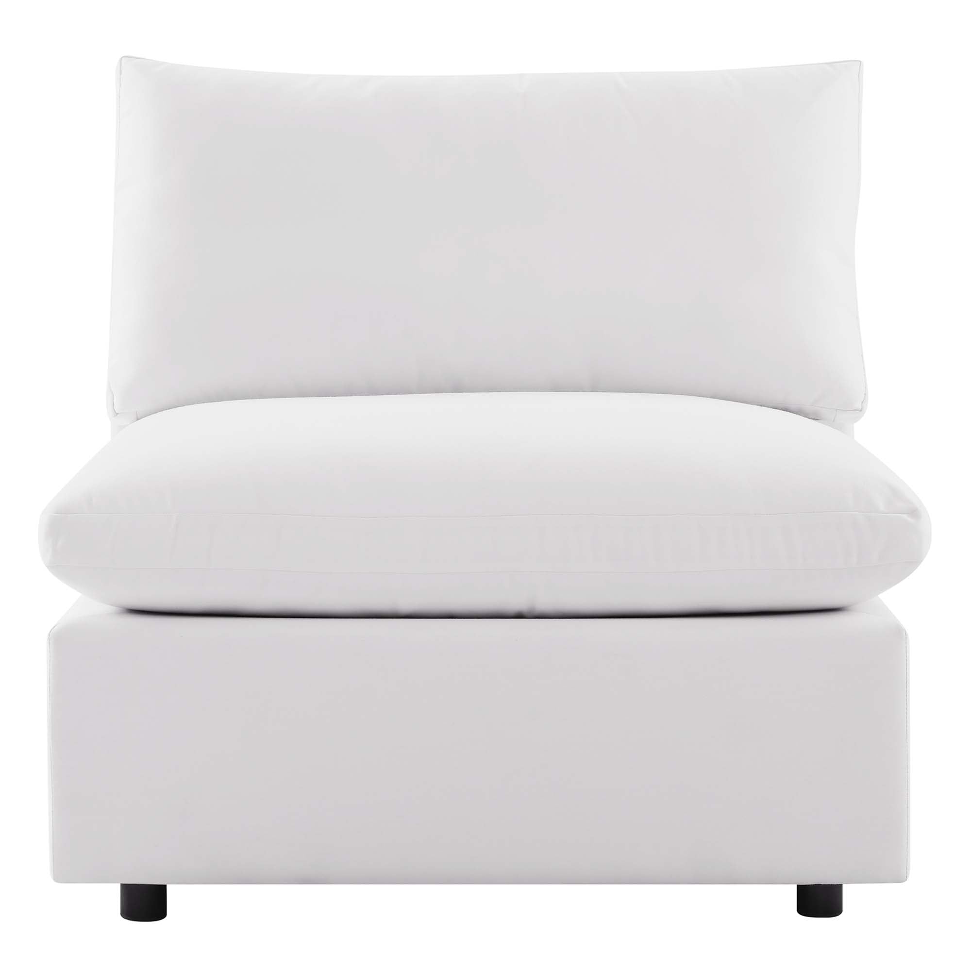 Commix Overstuffed Outdoor Patio Armless Chair, White