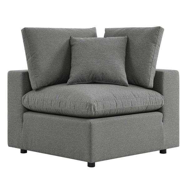 Commix Overstuffed Outdoor Patio Corner Chair, Charcoal
