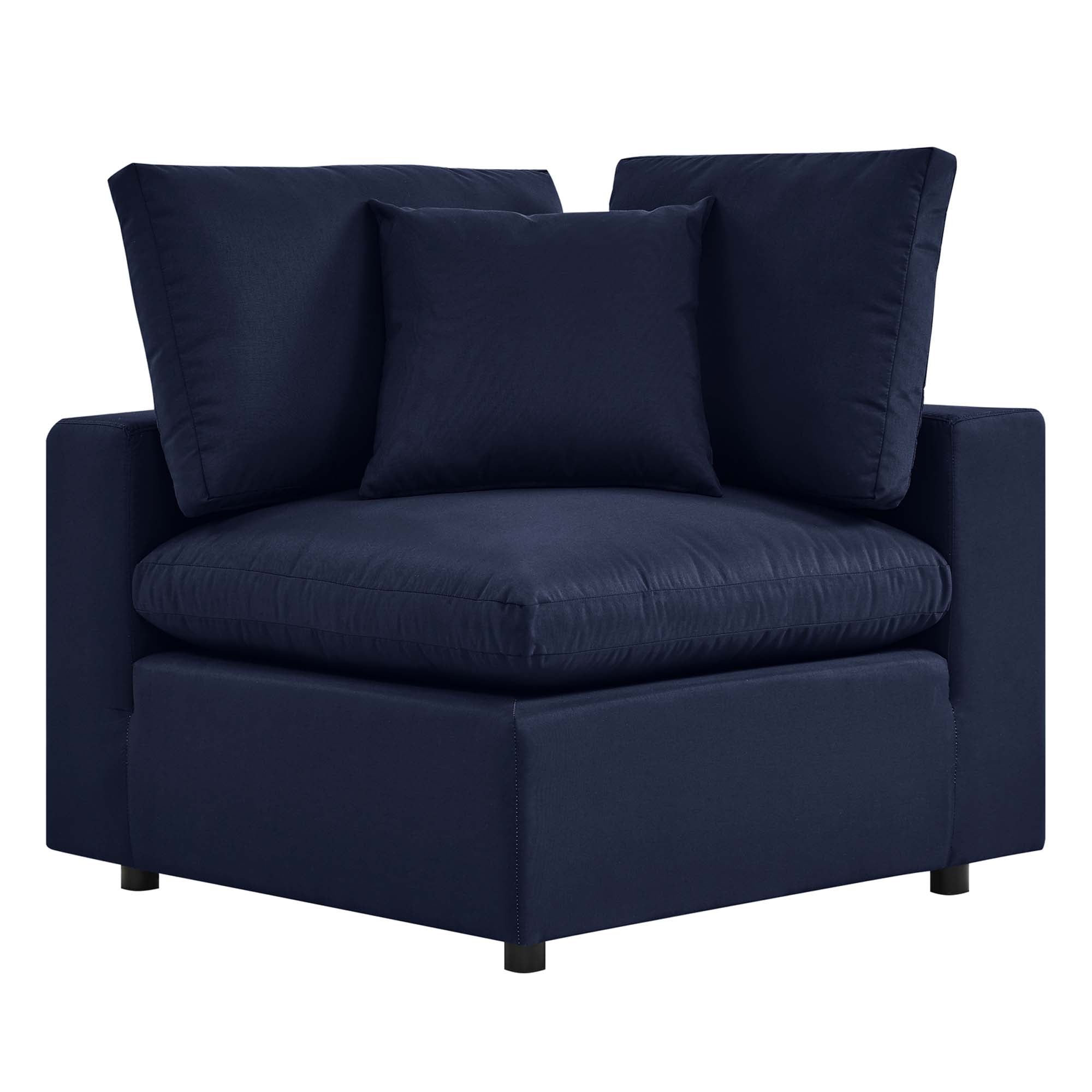 Commix Overstuffed Outdoor Patio Corner Chair, Navy