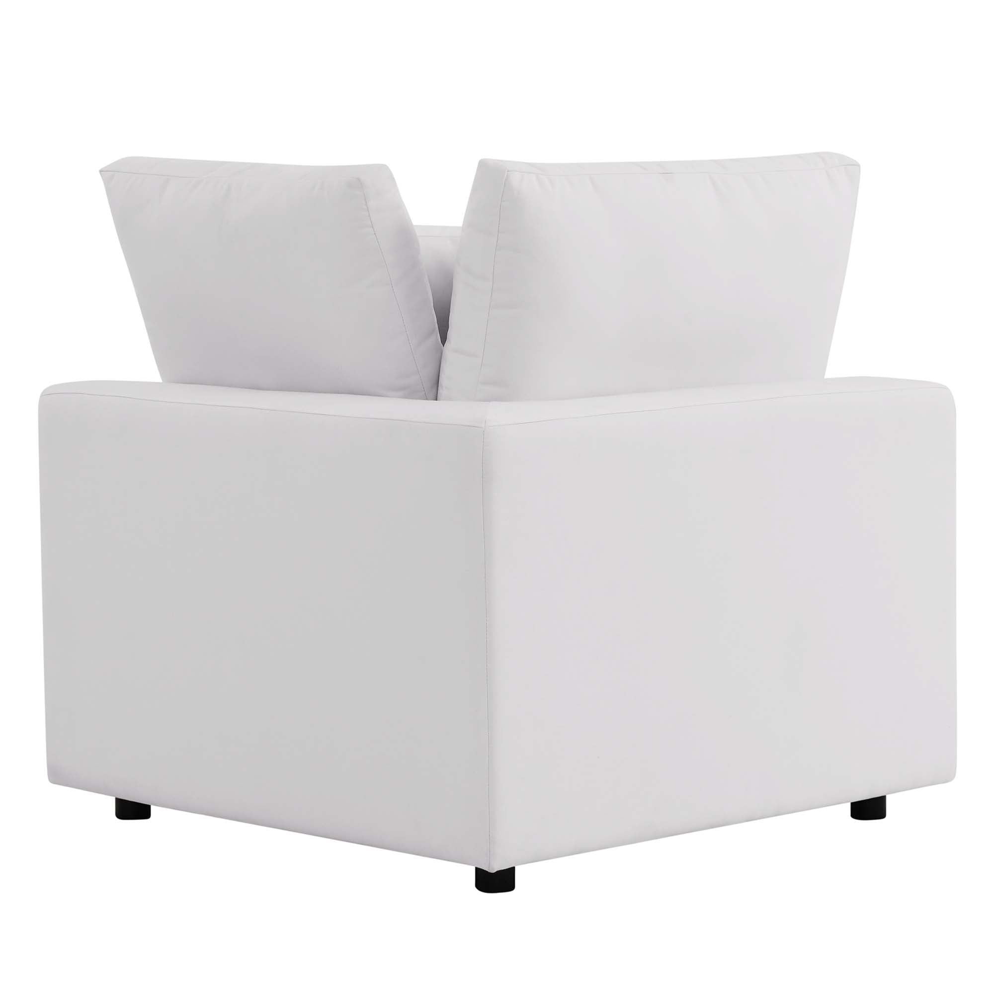 Commix Overstuffed Outdoor Patio Corner Chair, White