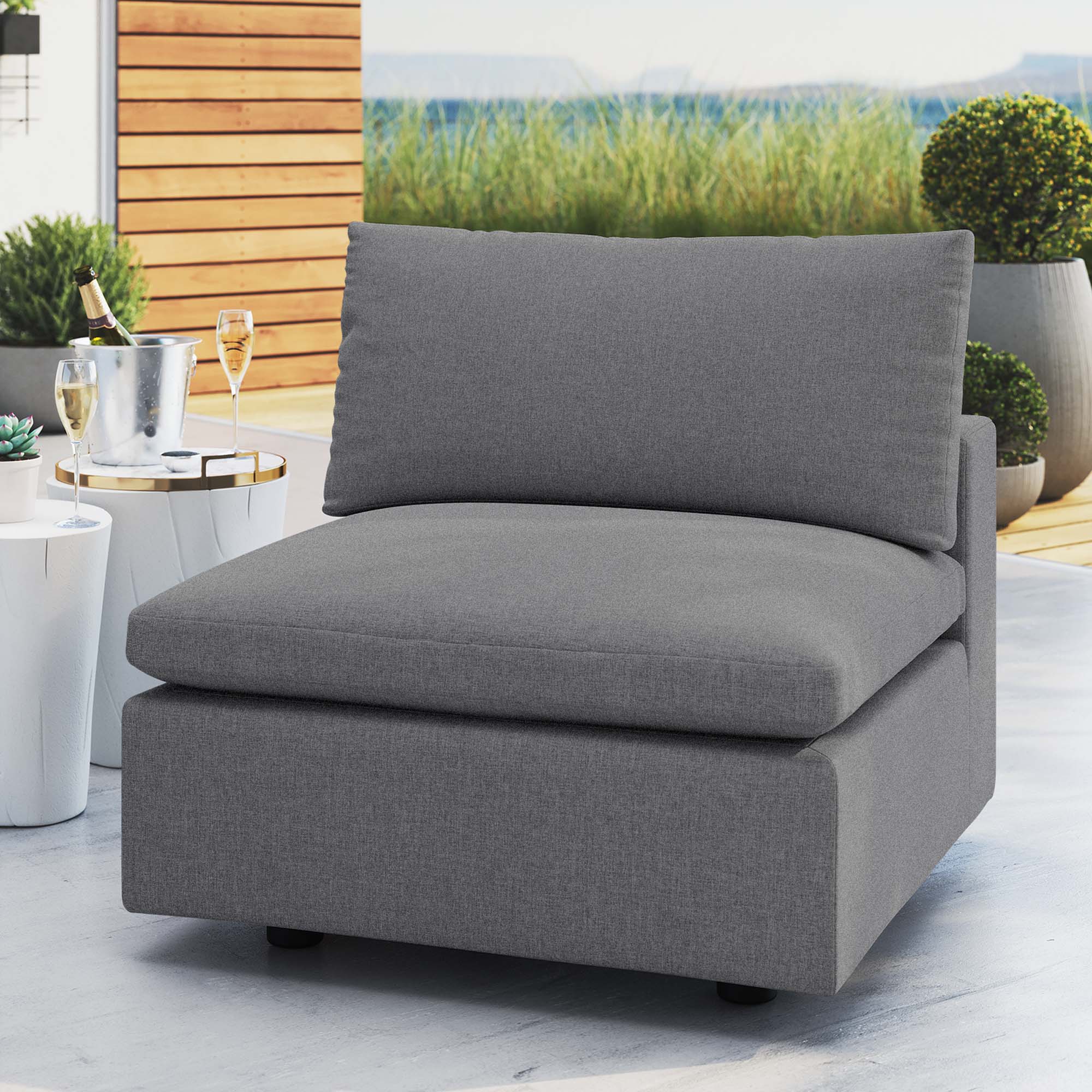 Commix Sunbrella® Outdoor Patio Armless Chair, Gray