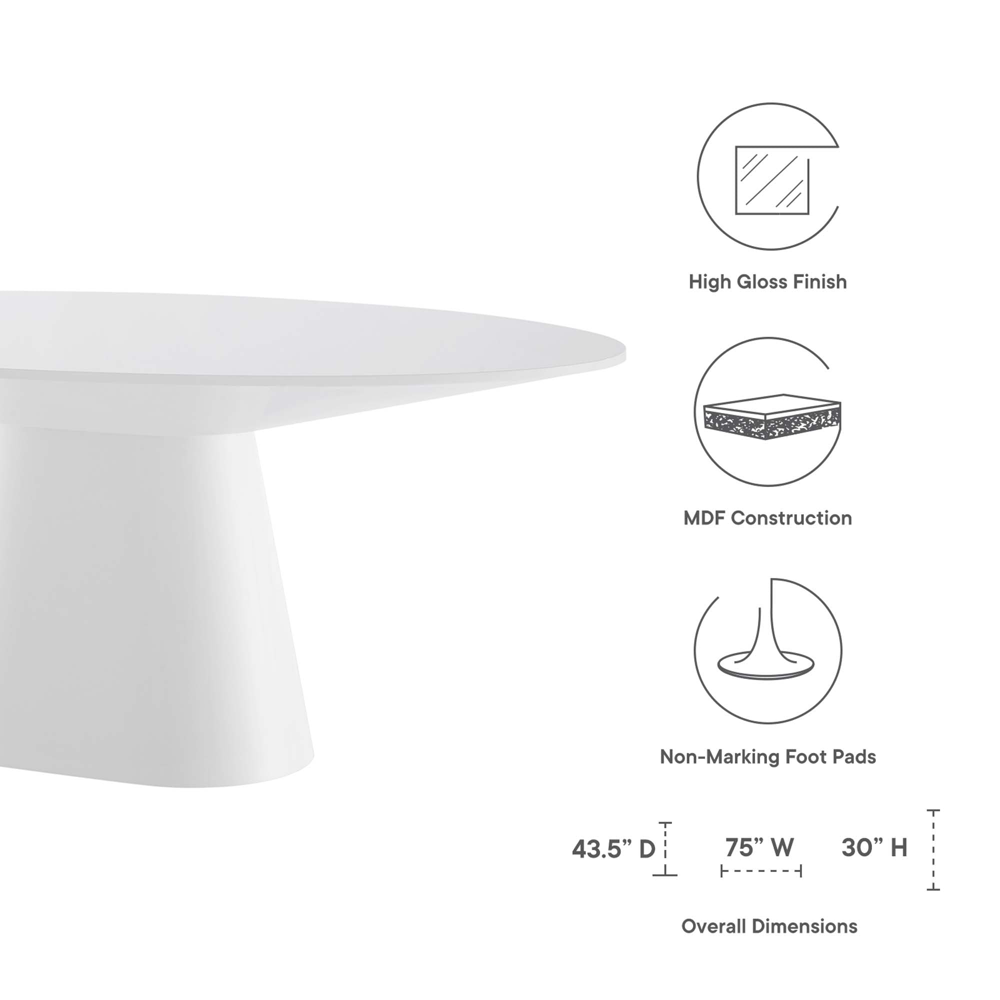 Provision 75" Oval Dining Table, White