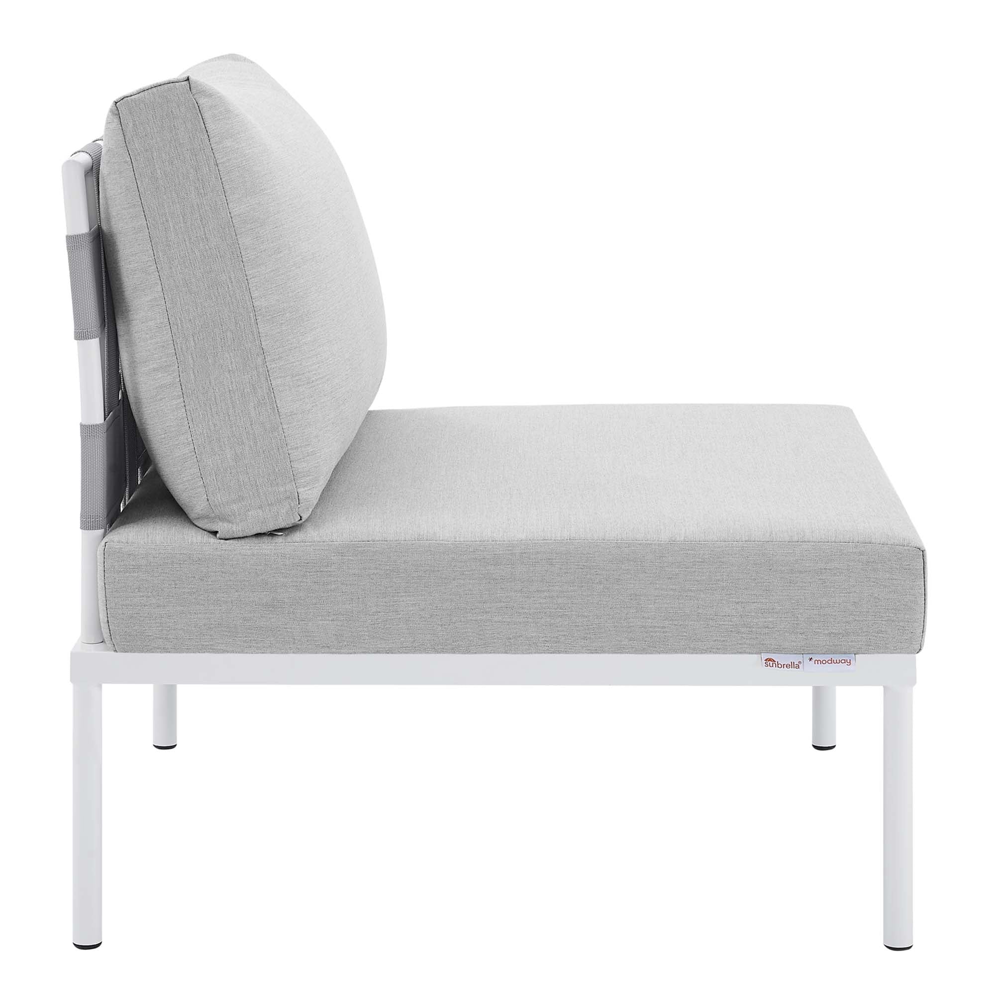 Harmony Sunbrella® Outdoor Patio Aluminum Armless Chair, Gray Gray