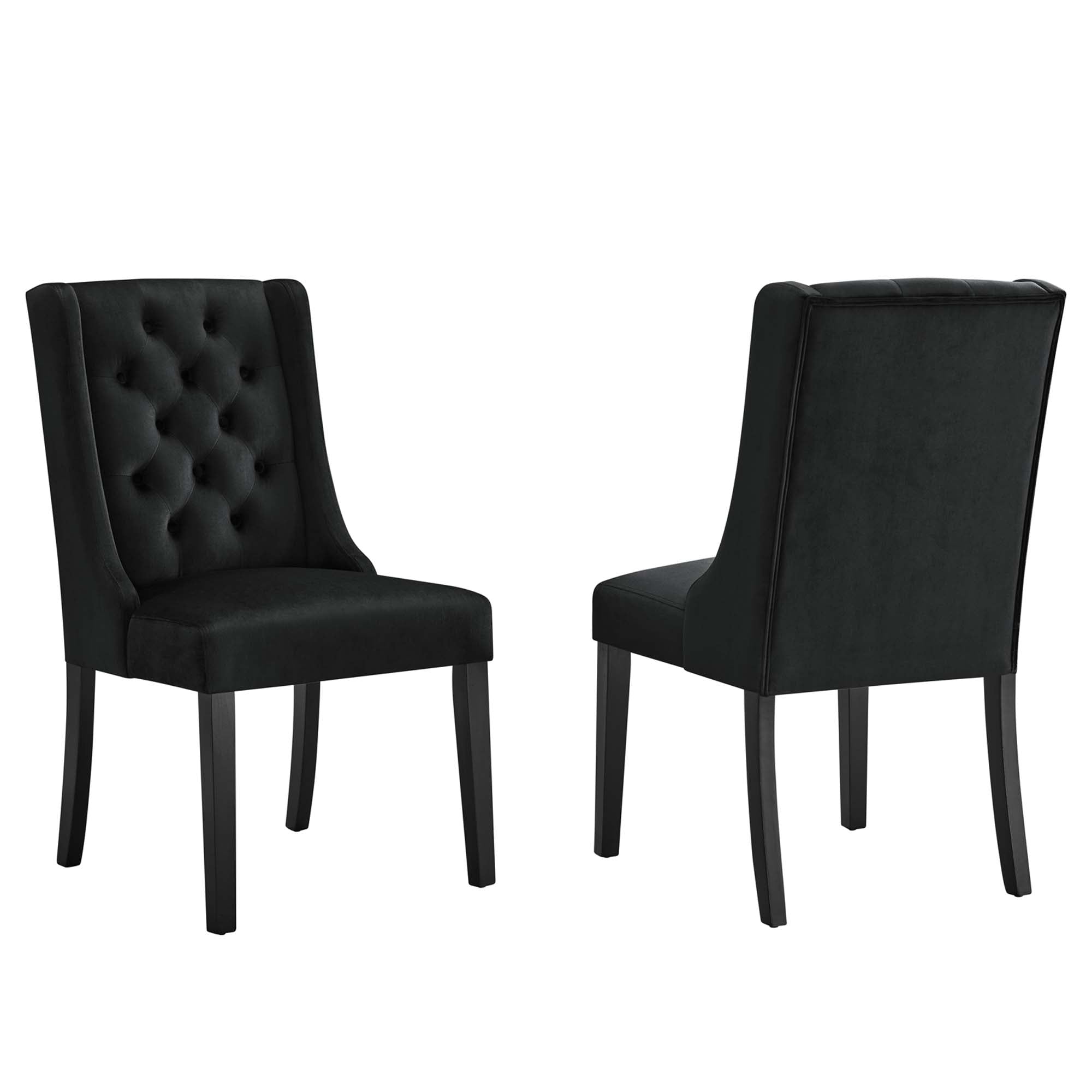 Baronet Performance Velvet Dining Chairs Set of 2, Black