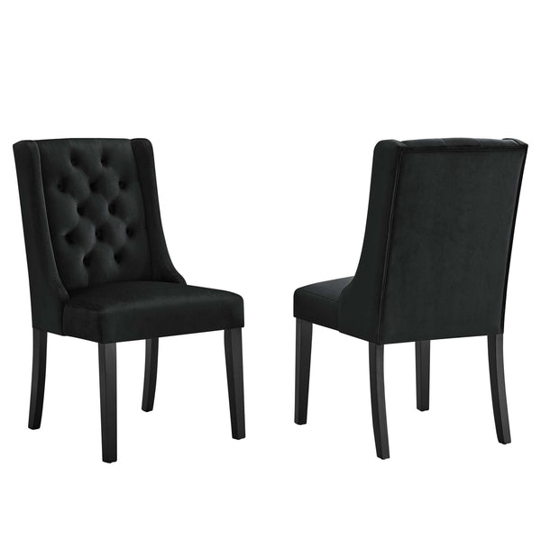 Baronet Performance Velvet Dining Chairs Set of 2, Black