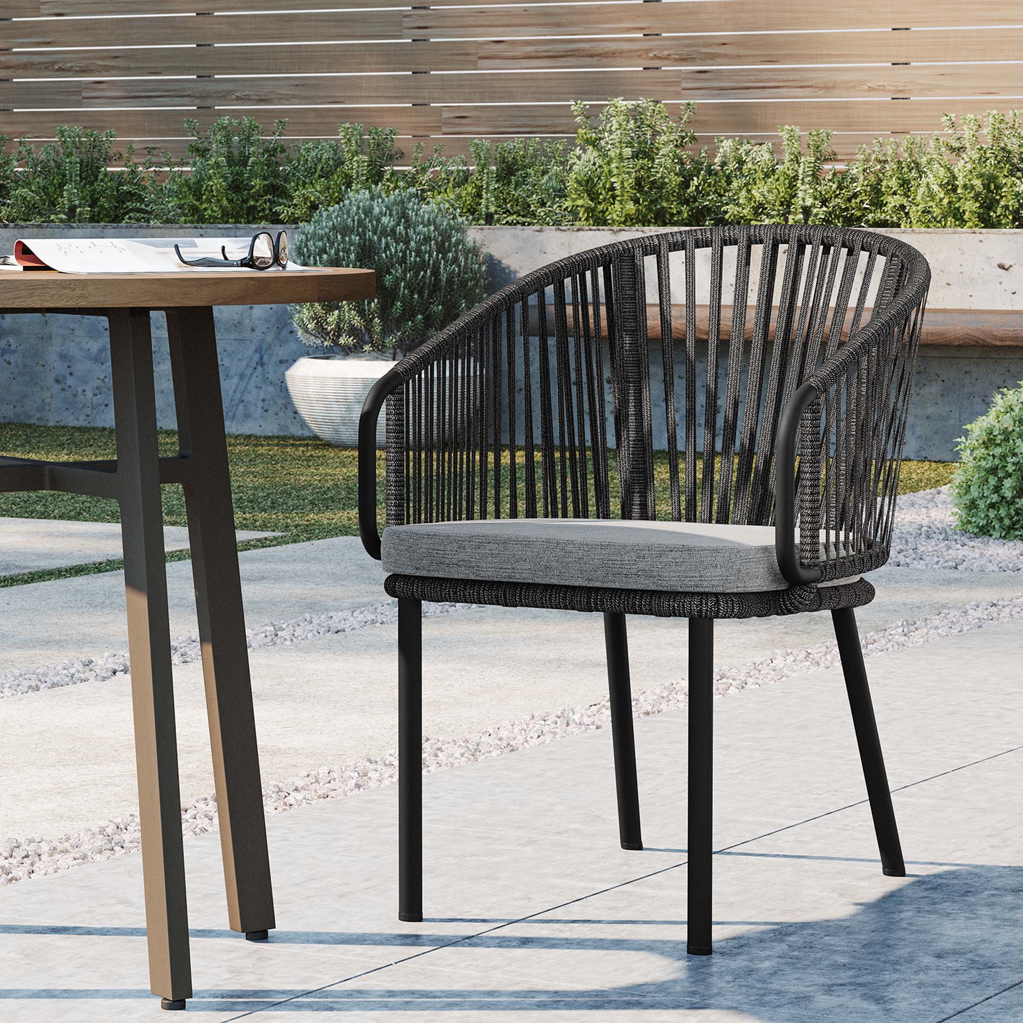Harbor Outdoor Patio Armchair, Charcoal Gray