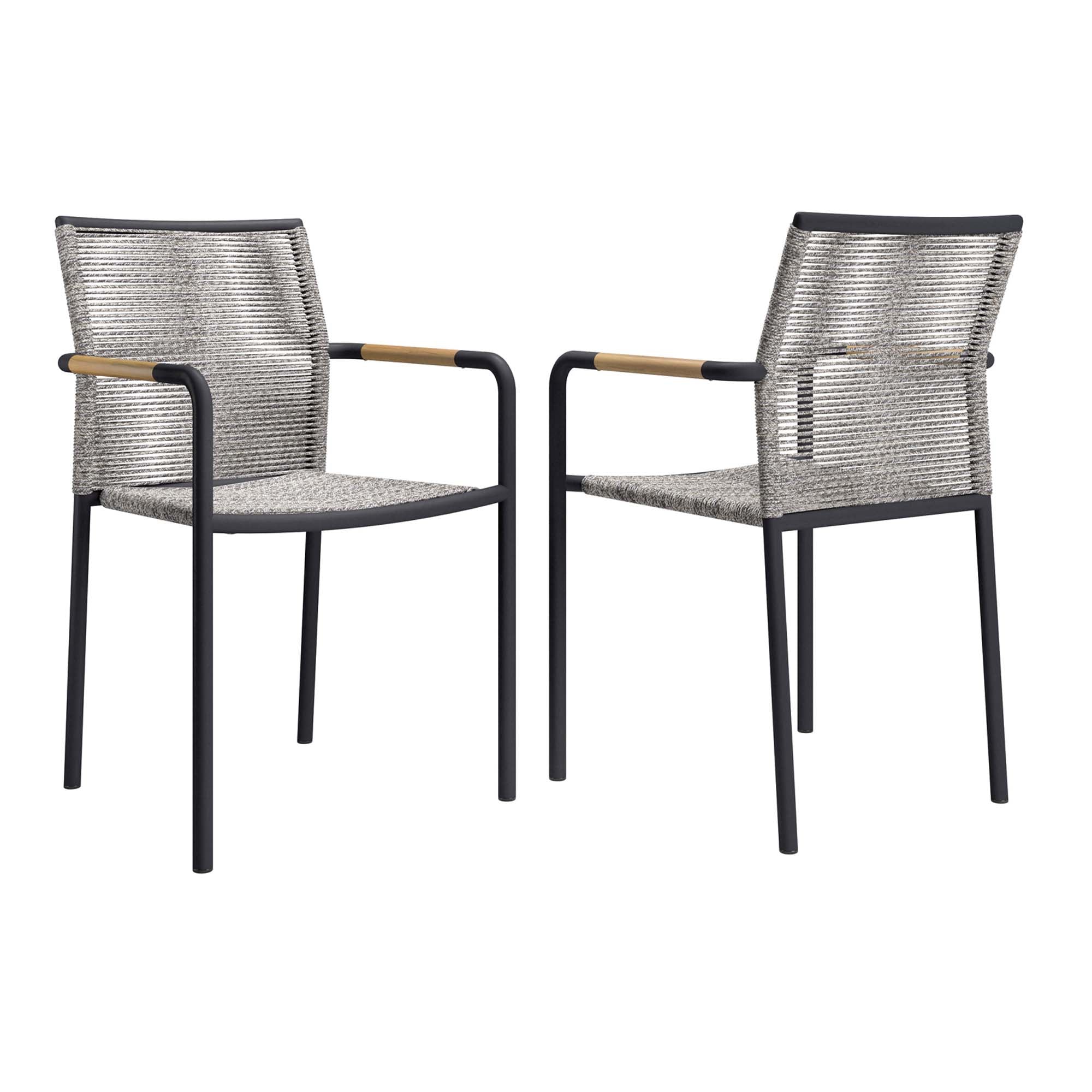 Serenity Outdoor Patio Armchairs Set of 2, Light Gray