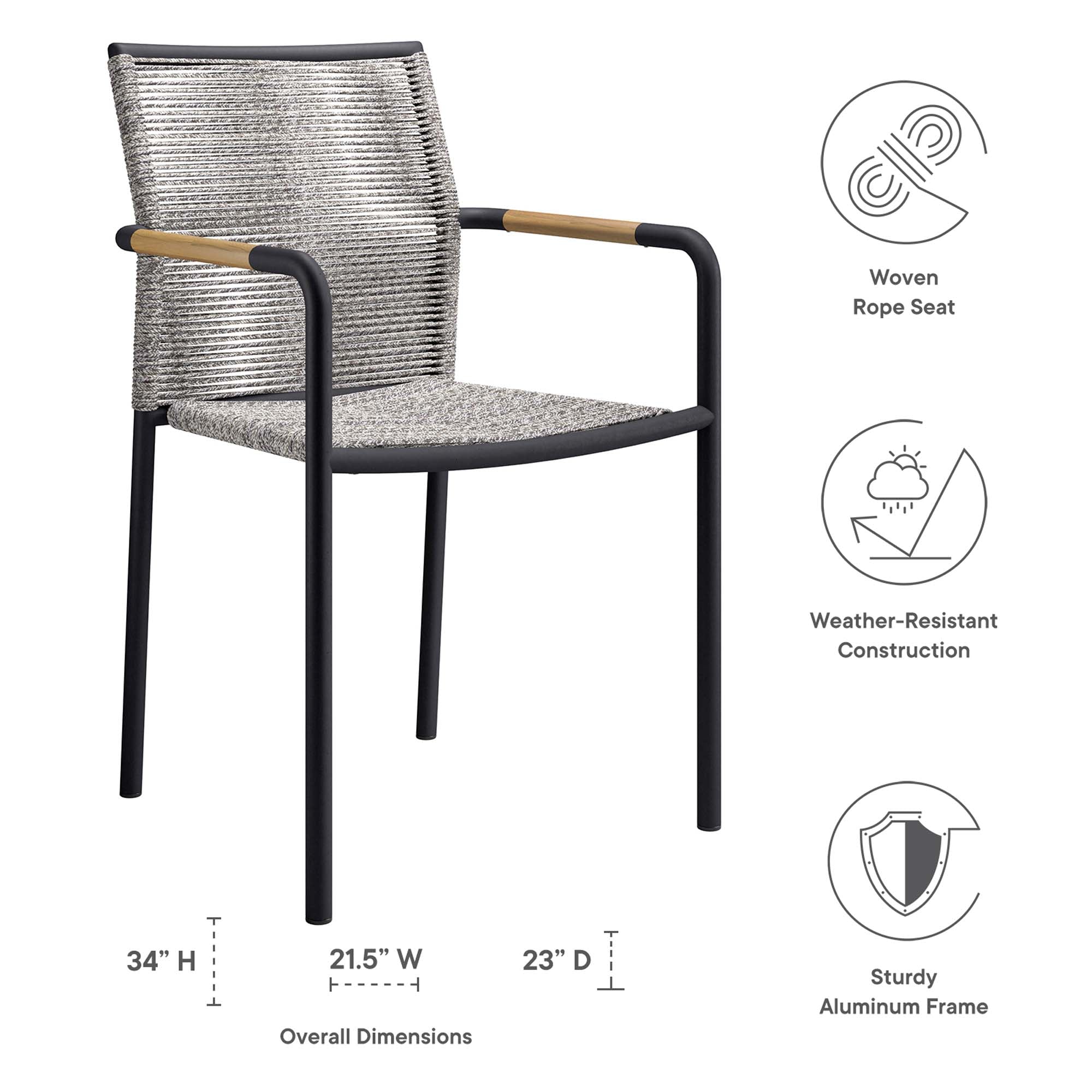Serenity Outdoor Patio Armchairs Set of 2, Light Gray