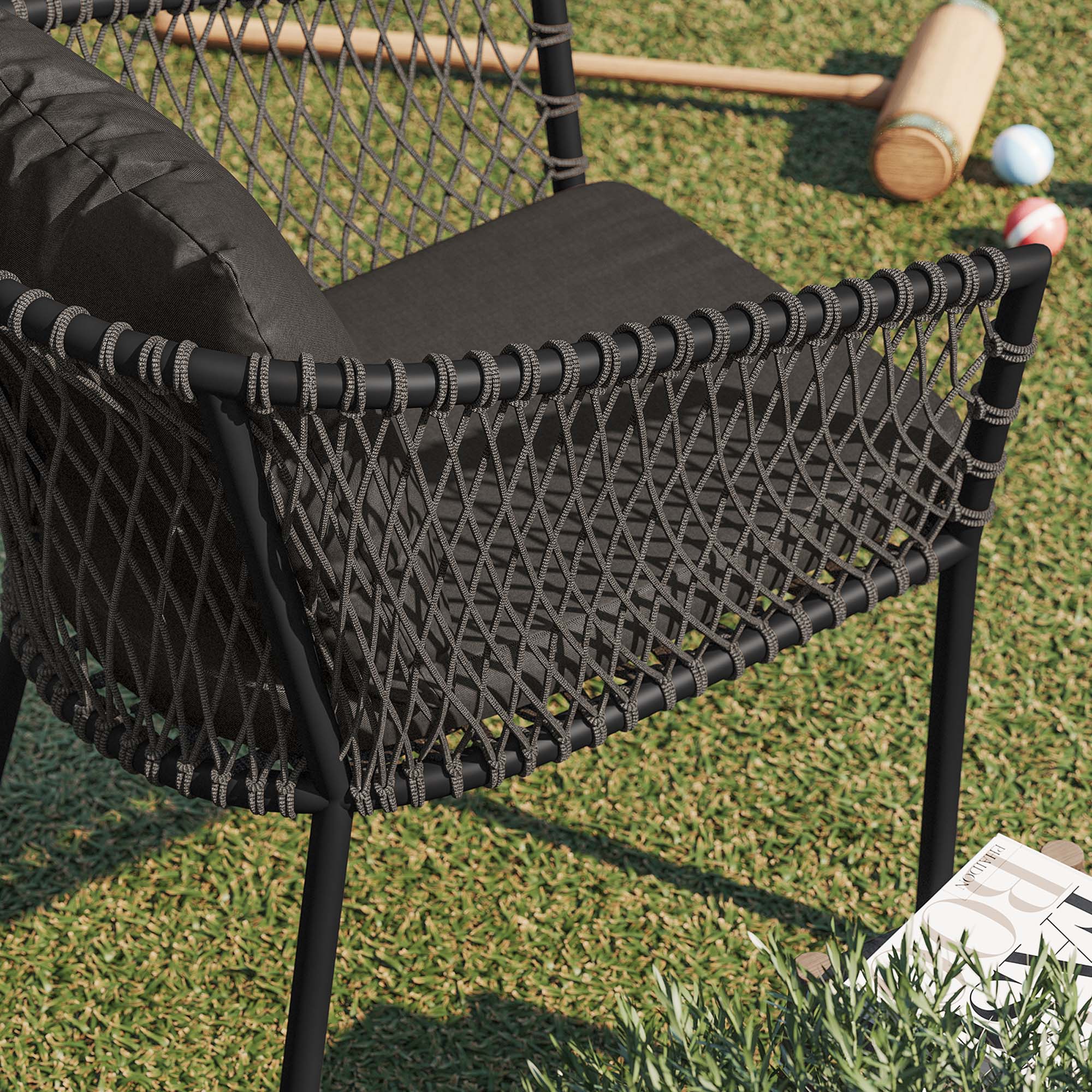 Sailor Outdoor Patio Dining Armchair, Charcoal Charcoal