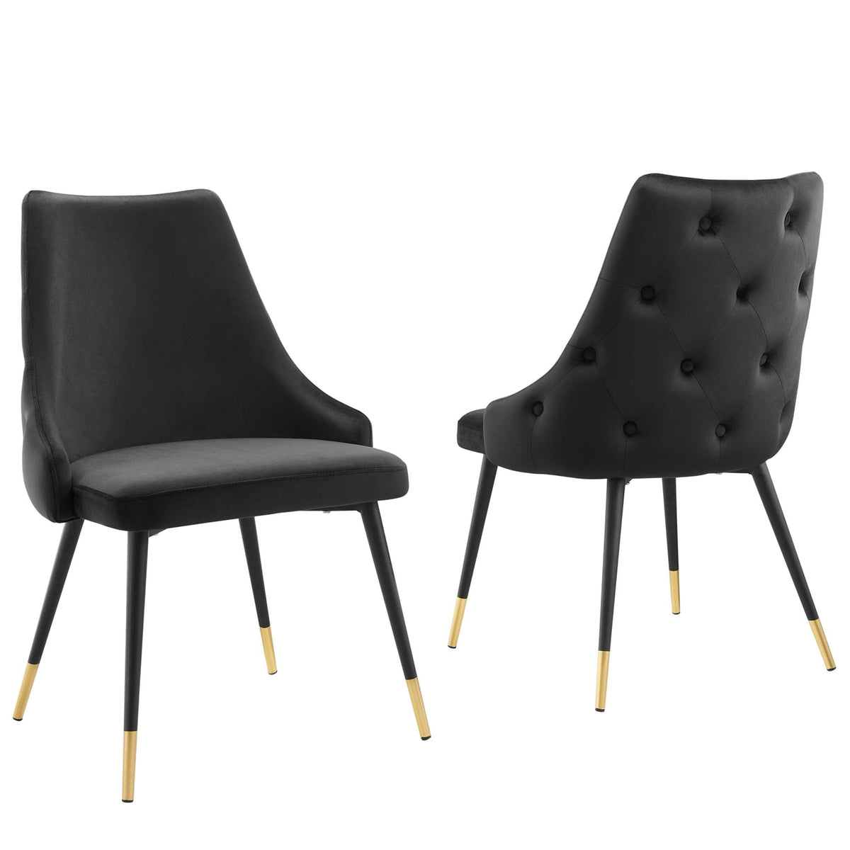 Adorn Performance Velvet Dining Side Chair Set of 2, Black