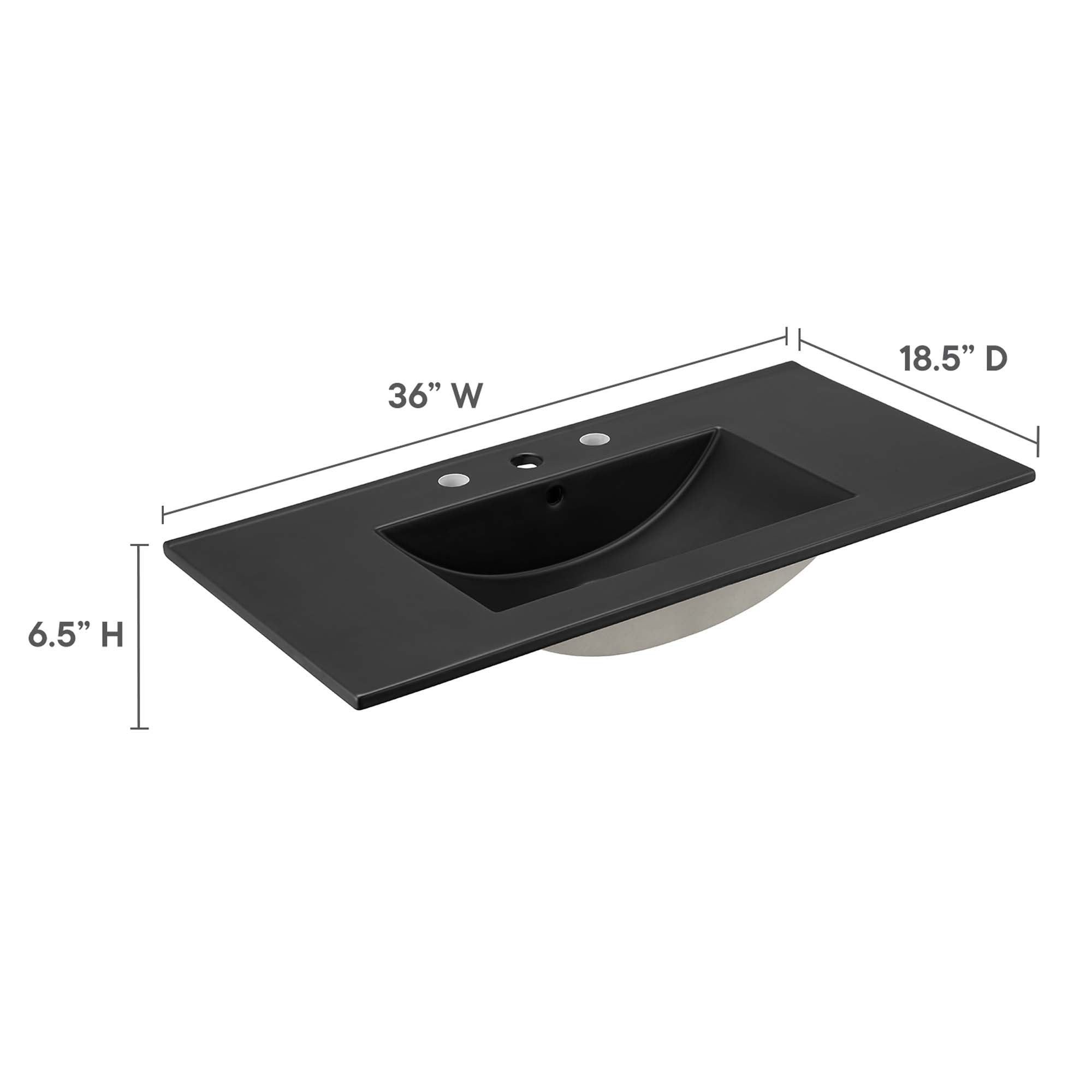Cayman 36" Bathroom Sink, Black