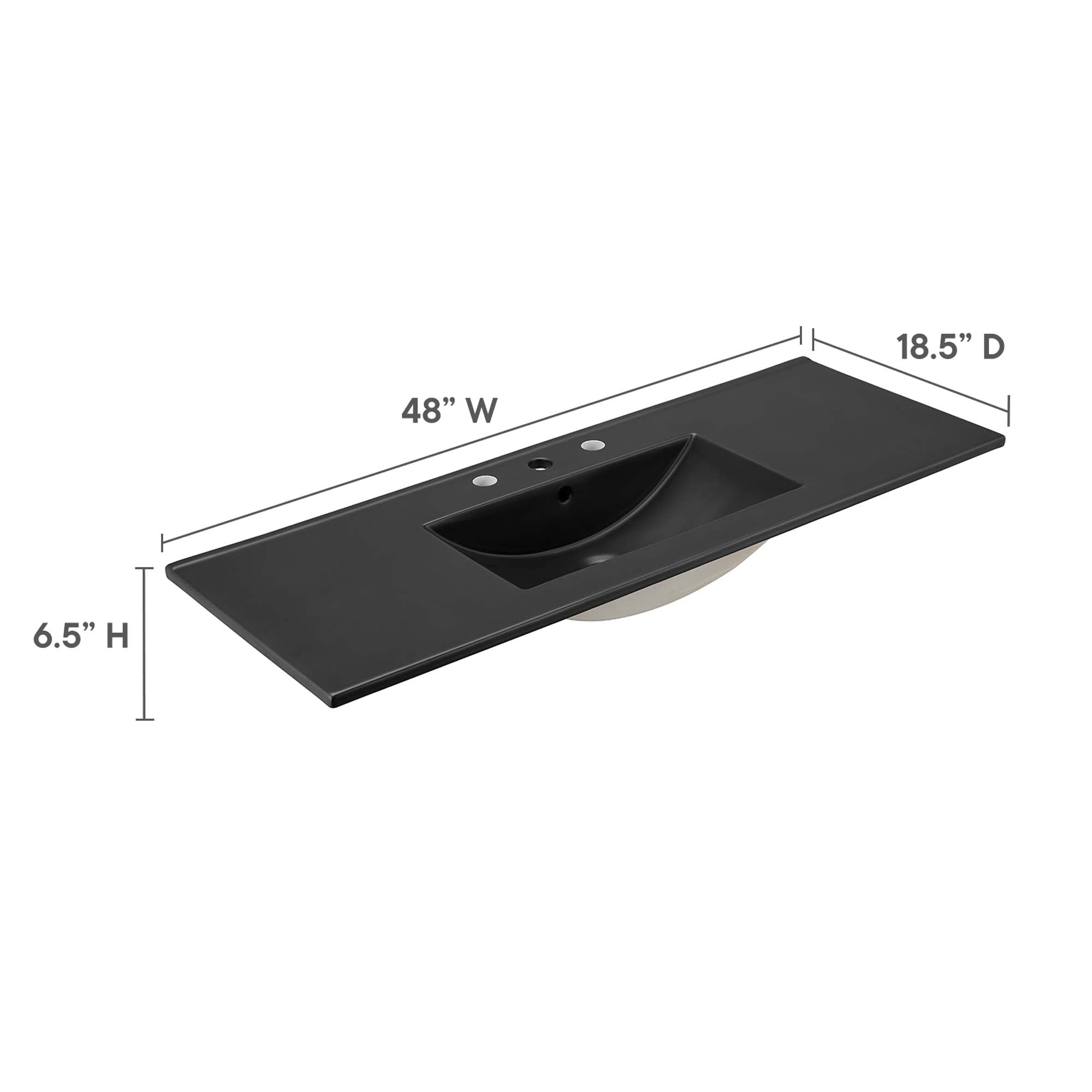 Cayman 48" Single Basin Bathroom Sink, Black