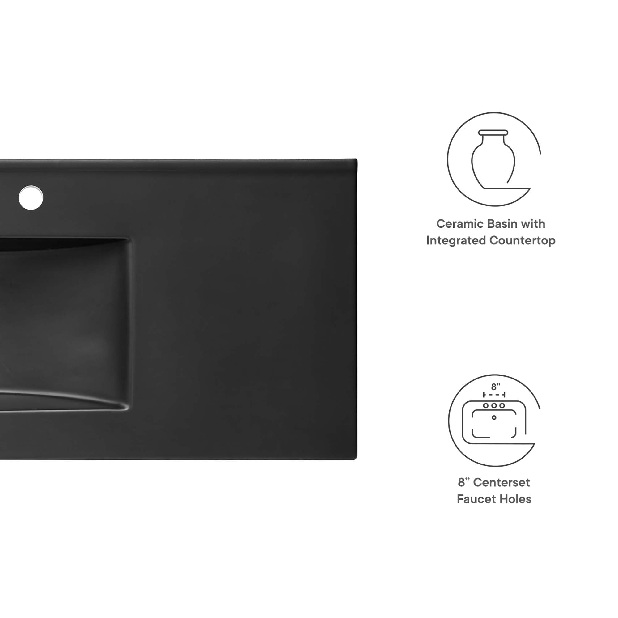 Cayman 48" Single Basin Bathroom Sink, Black
