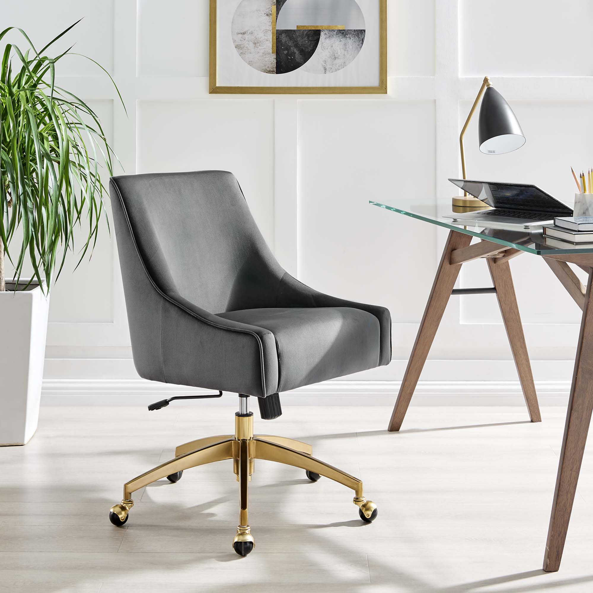 Discern Performance Velvet Office Chair, Gray