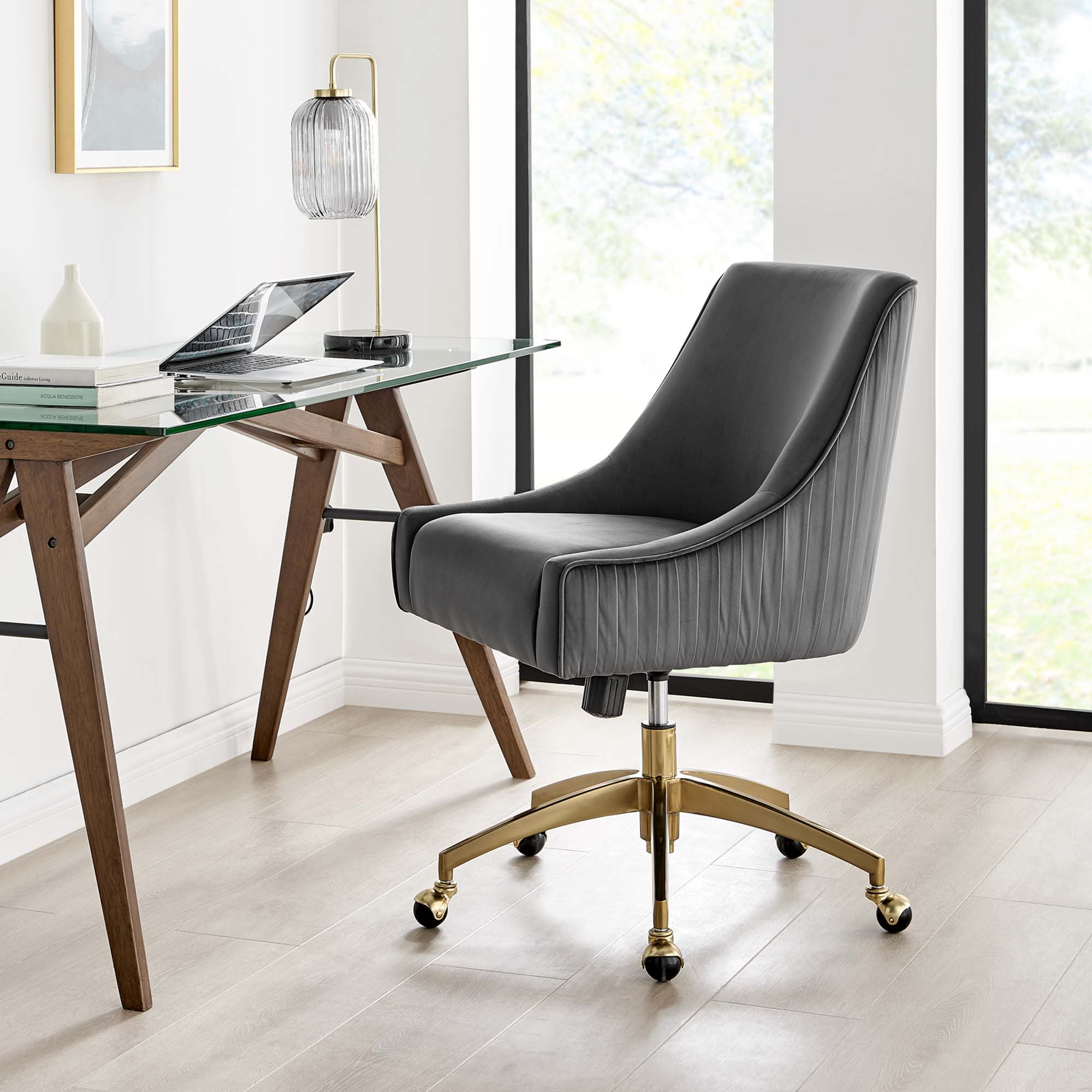 Discern Performance Velvet Office Chair, Gray
