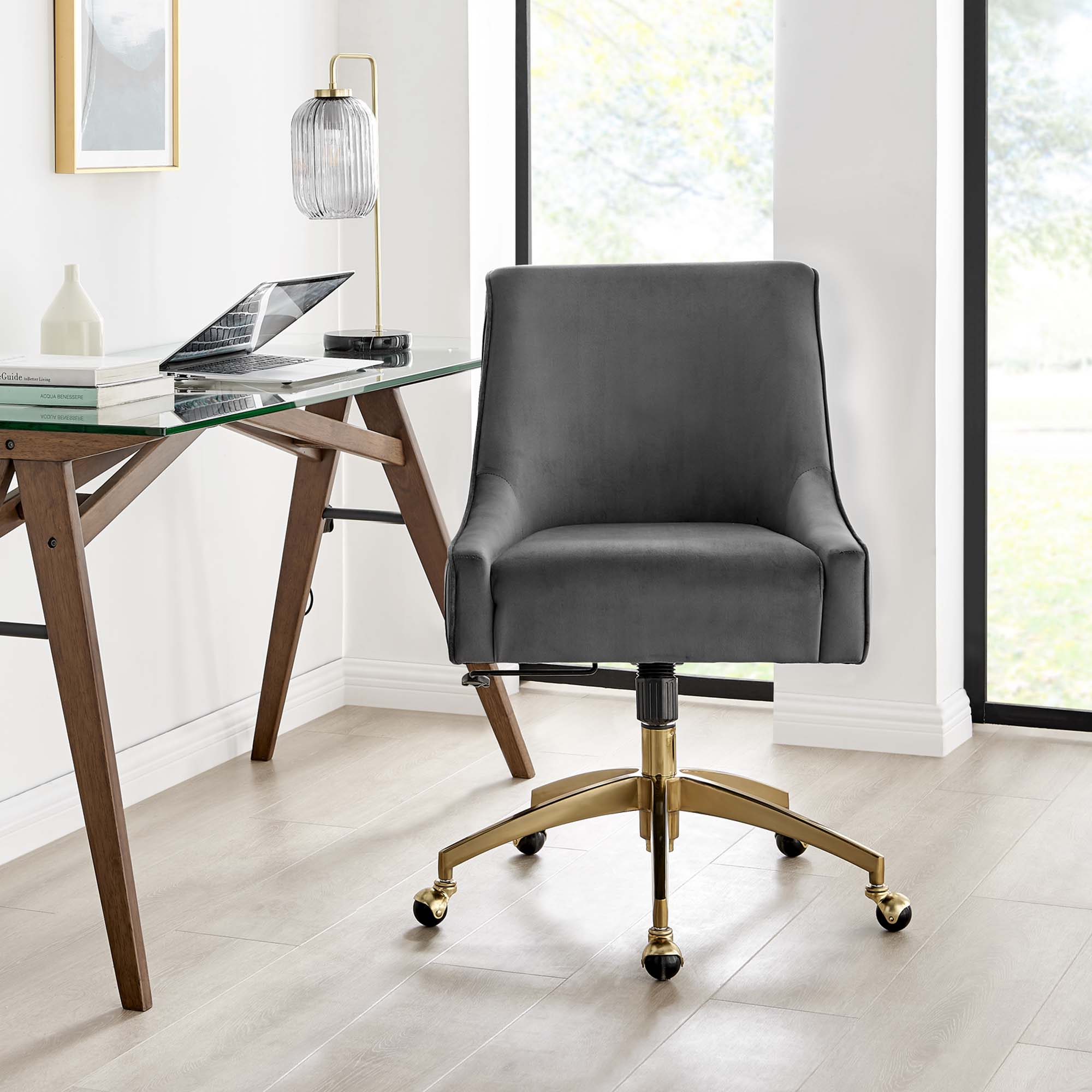 Discern Performance Velvet Office Chair, Gray