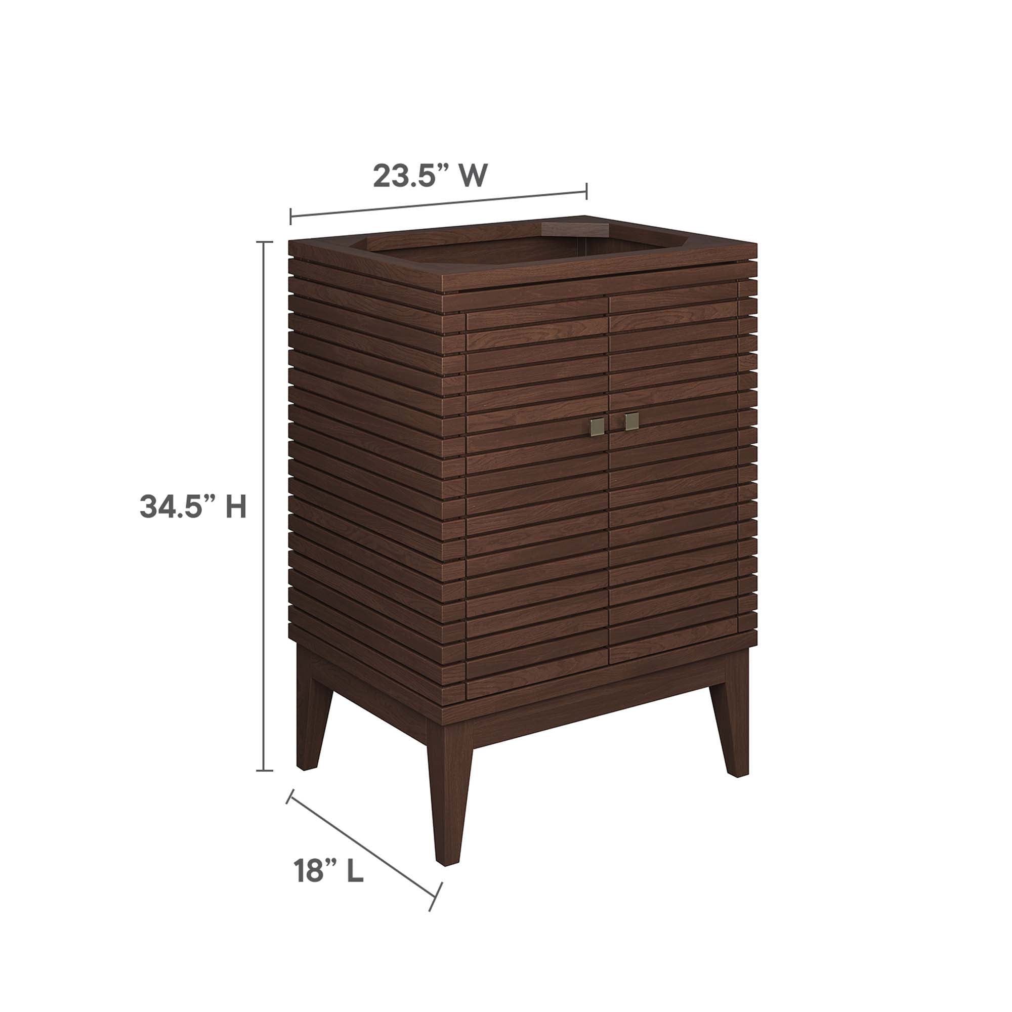 Ledger 24" Wood Bathroom Vanity Cabinet (Sink Basin Not Included), Walnut