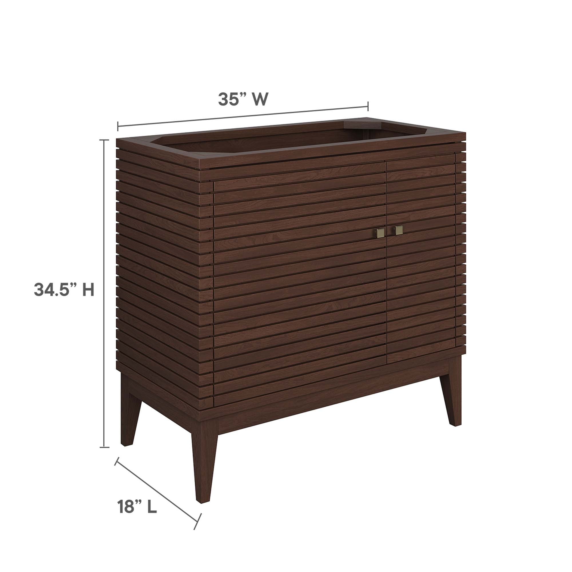 Ledger 36" Wood Bathroom Vanity Cabinet (Sink Basin Not Included), Walnut