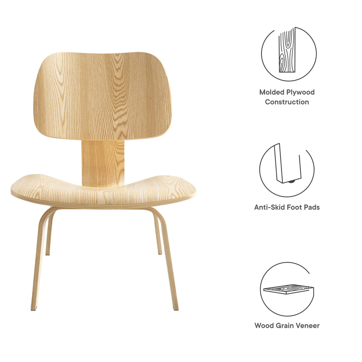 Fathom Wood Lounge Chair, Natural