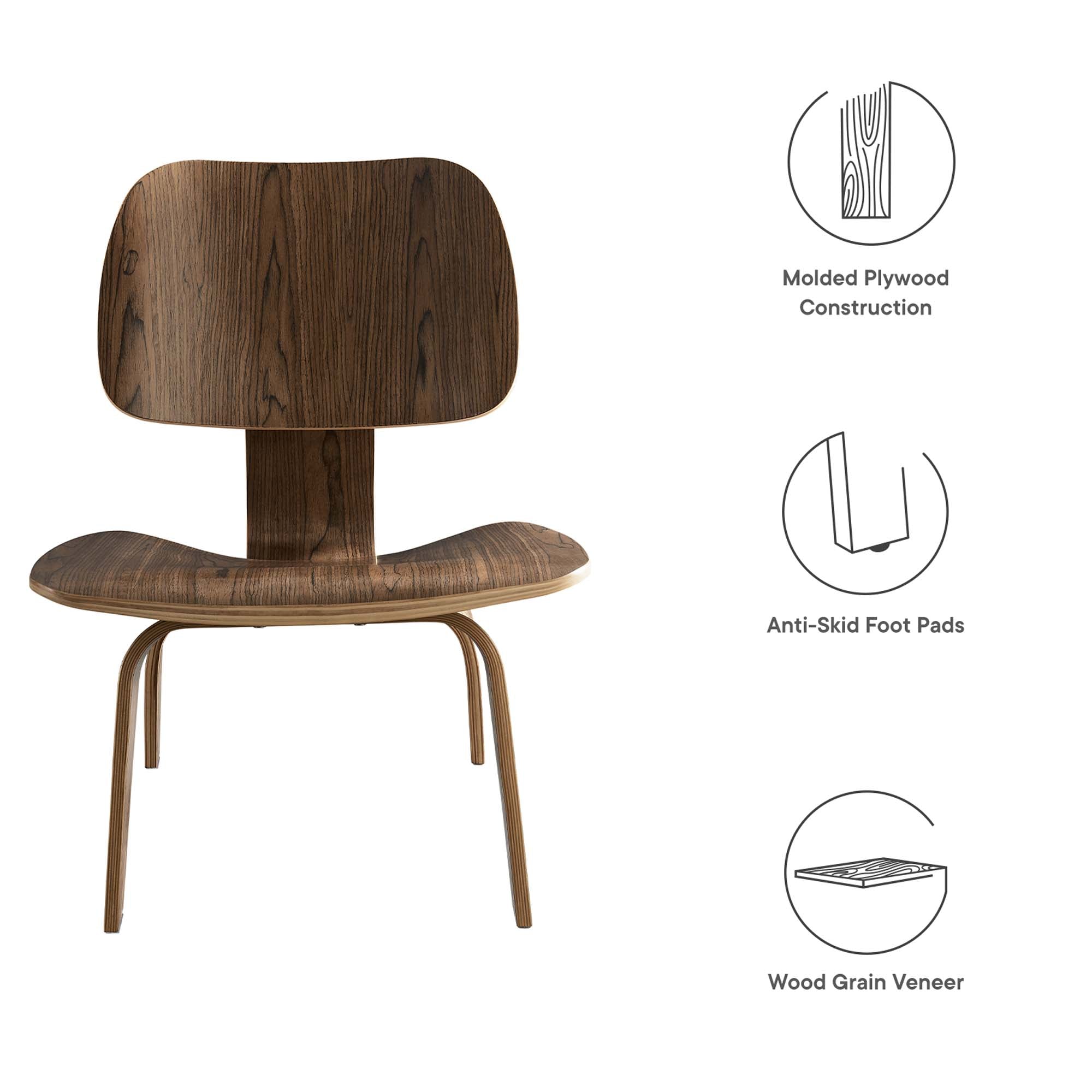 Fathom Wood Lounge Chair, Walnut