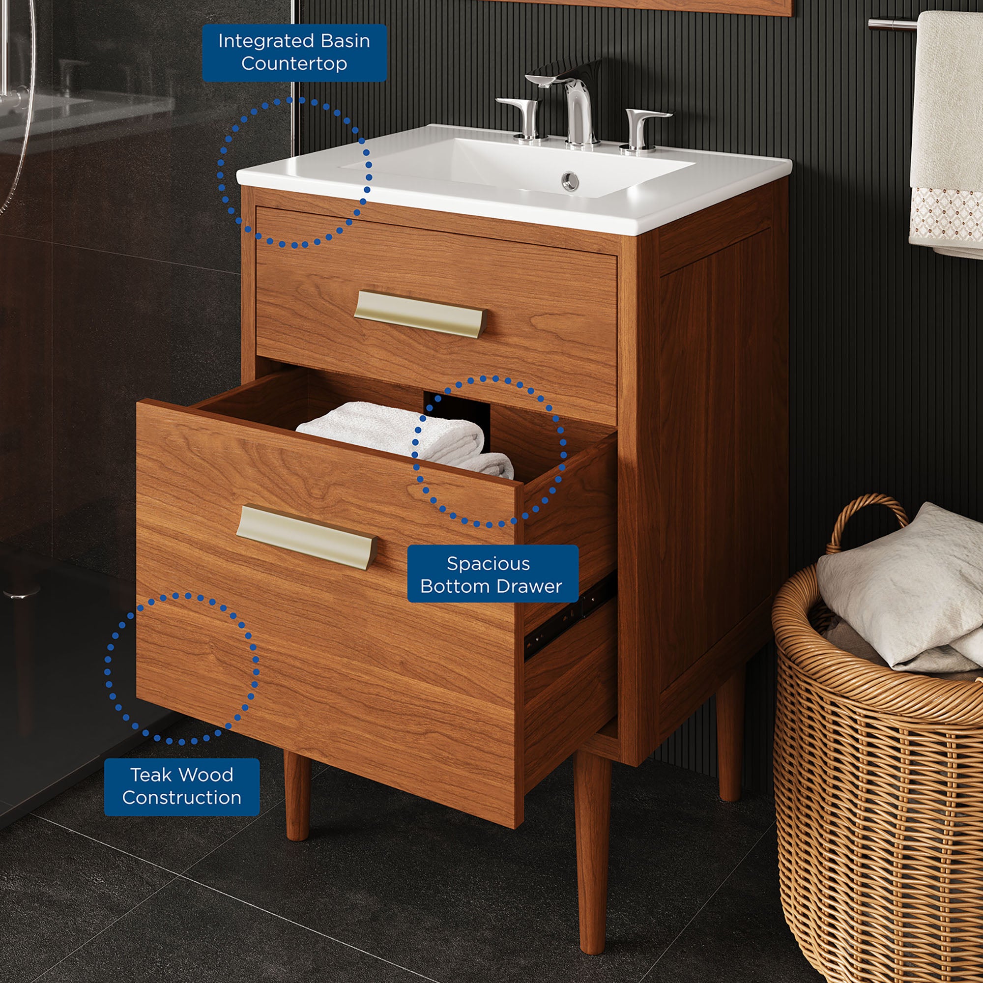 Cassia 24" Bathroom Vanity, Natural White