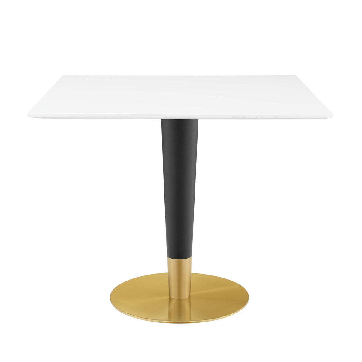 Zinque 36" Square Dining Table, Gold White