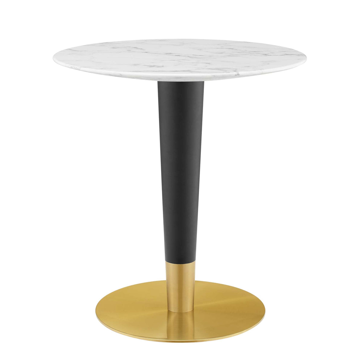 Zinque 28" Artificial Marble Dining Table, Gold White