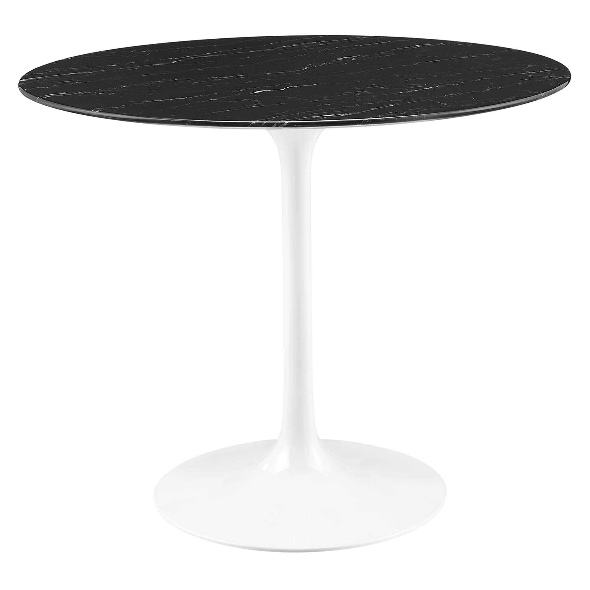 Lippa 36" Round Faux Marble Dining Table, White Black
