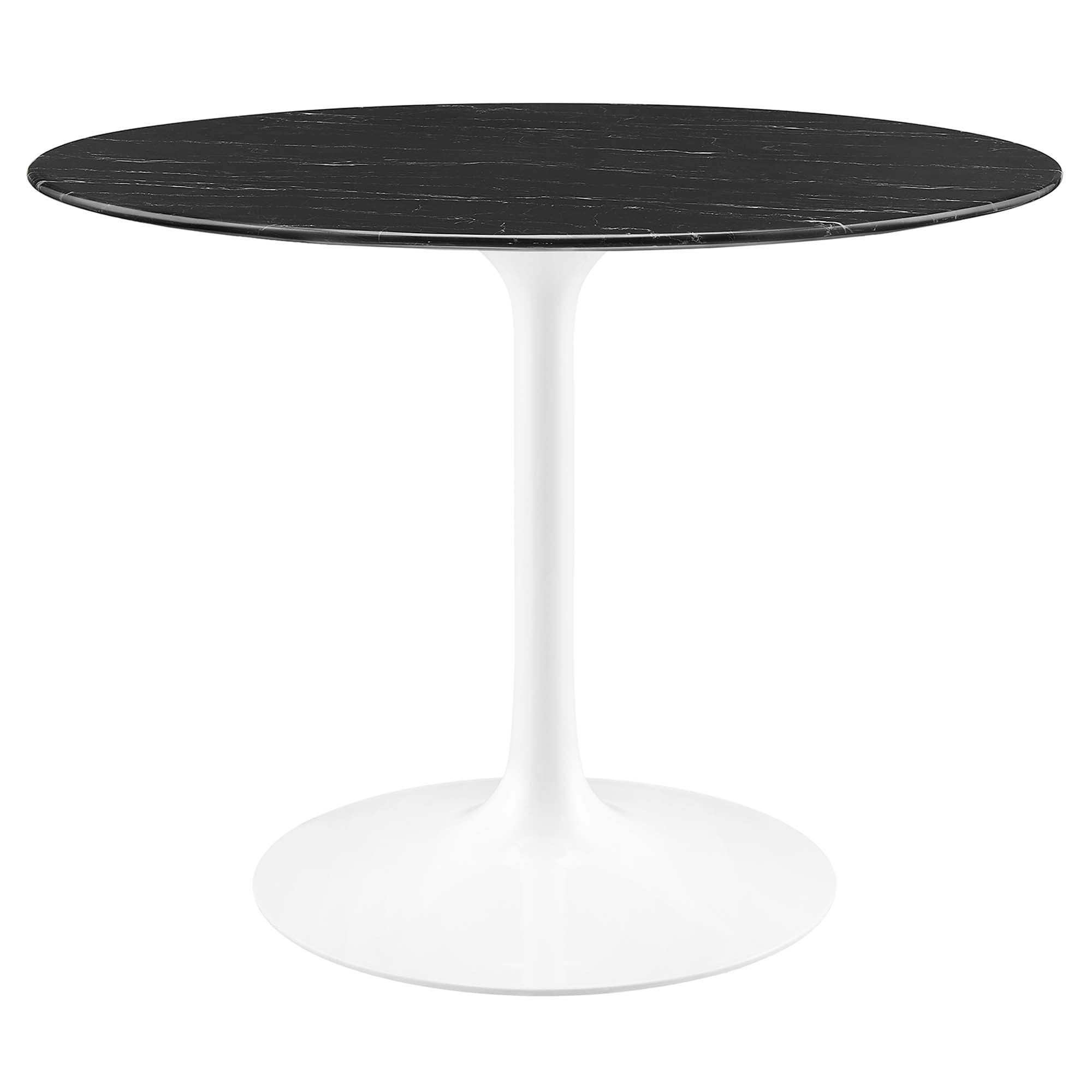 Lippa 40" Round Faux Marble Dining Table, White Black