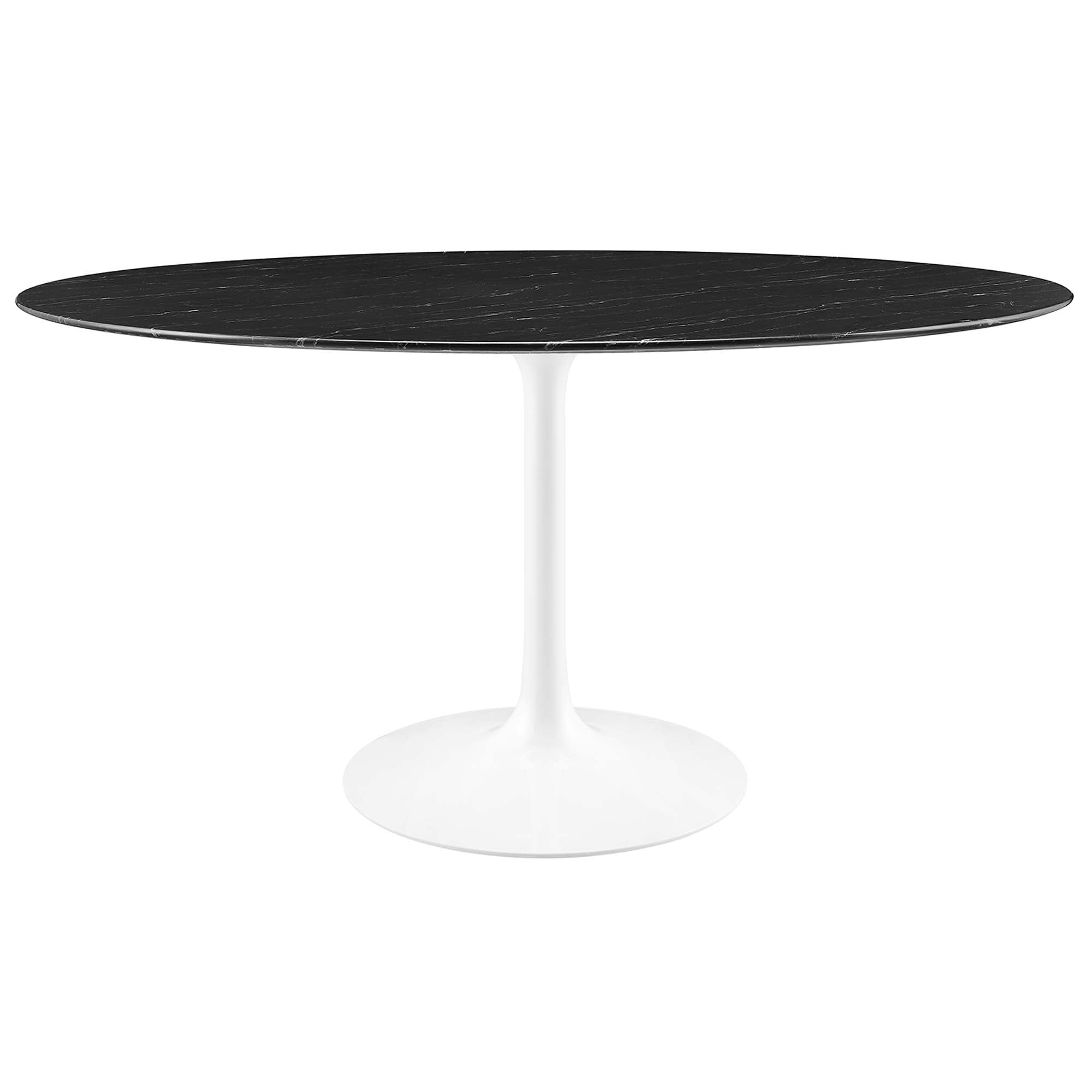 Lippa 60" Round Faux Marble Dining Table, White Black