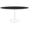 Lippa 60" Oval Faux Marble Dining Table, White Black