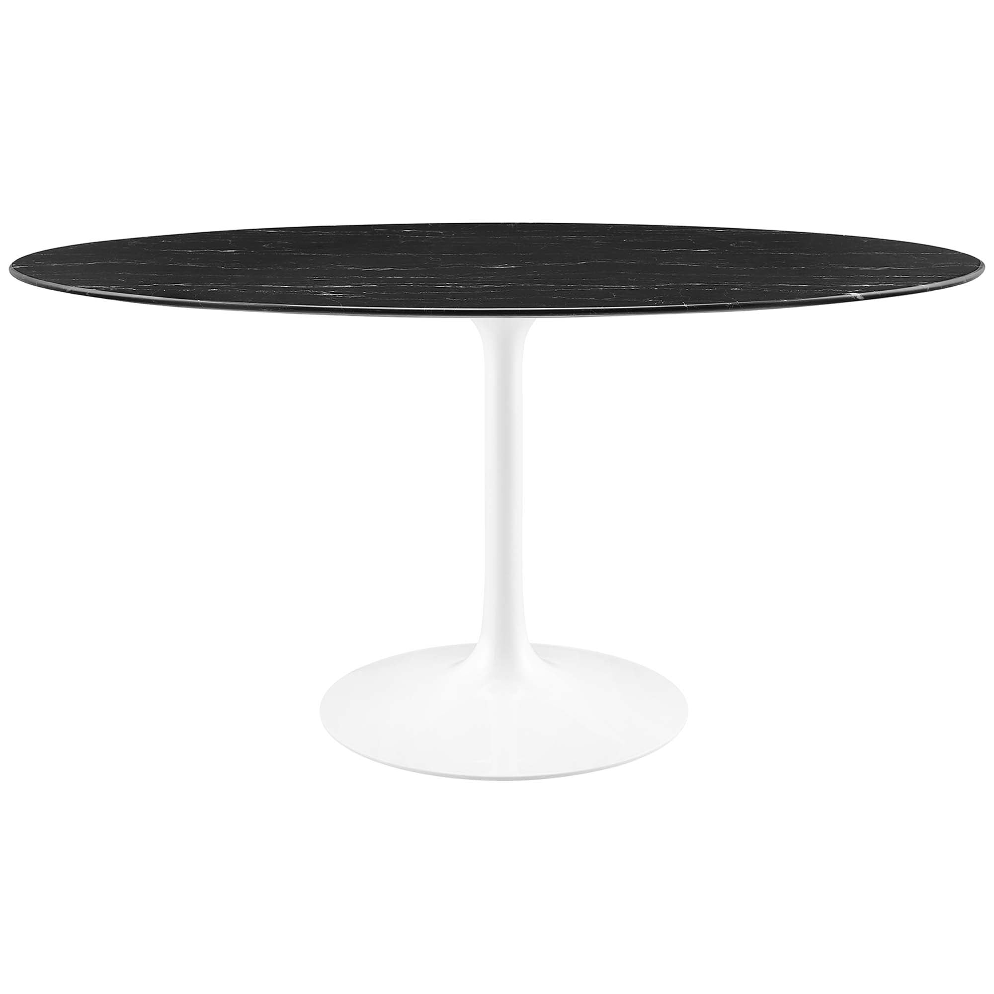 Lippa 60" Oval Faux Marble Dining Table, White Black