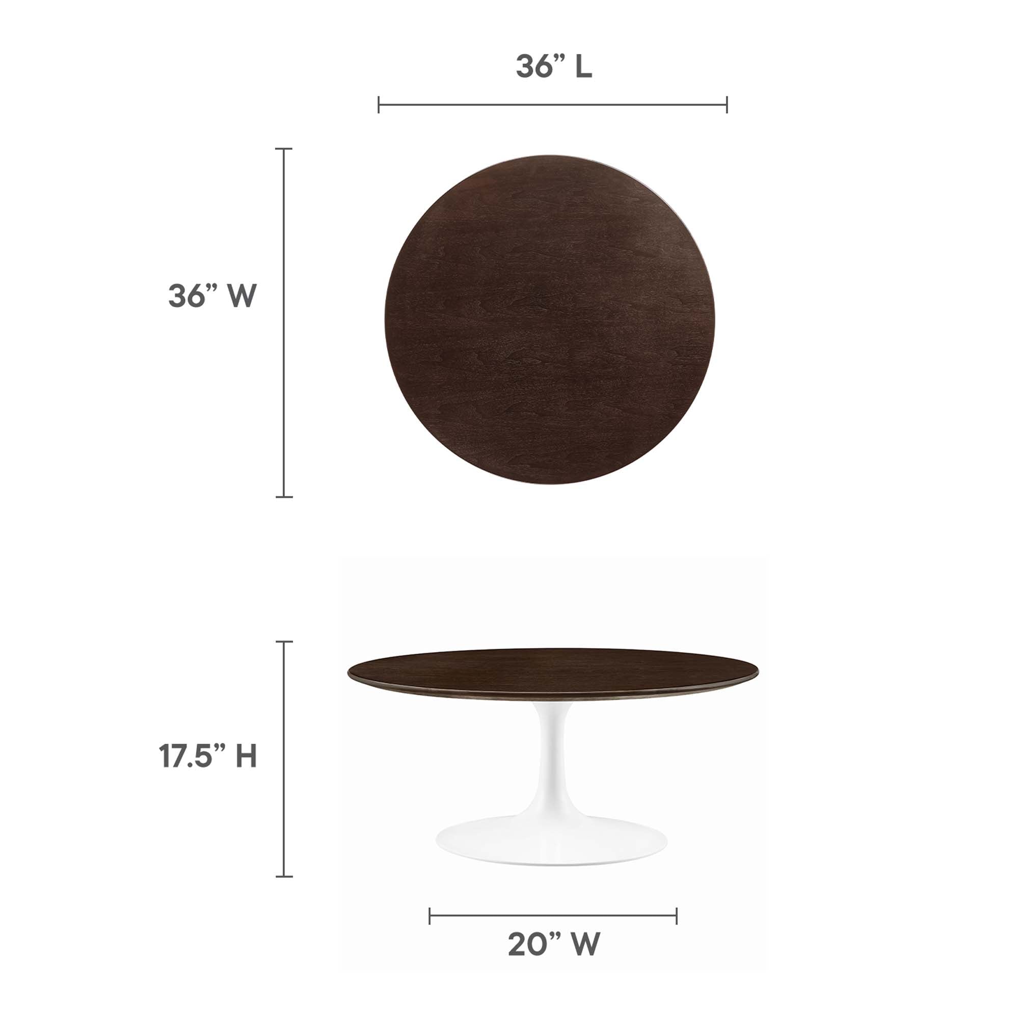 Lippa 36" Round Wood Coffee Table, White Cherry Walnut