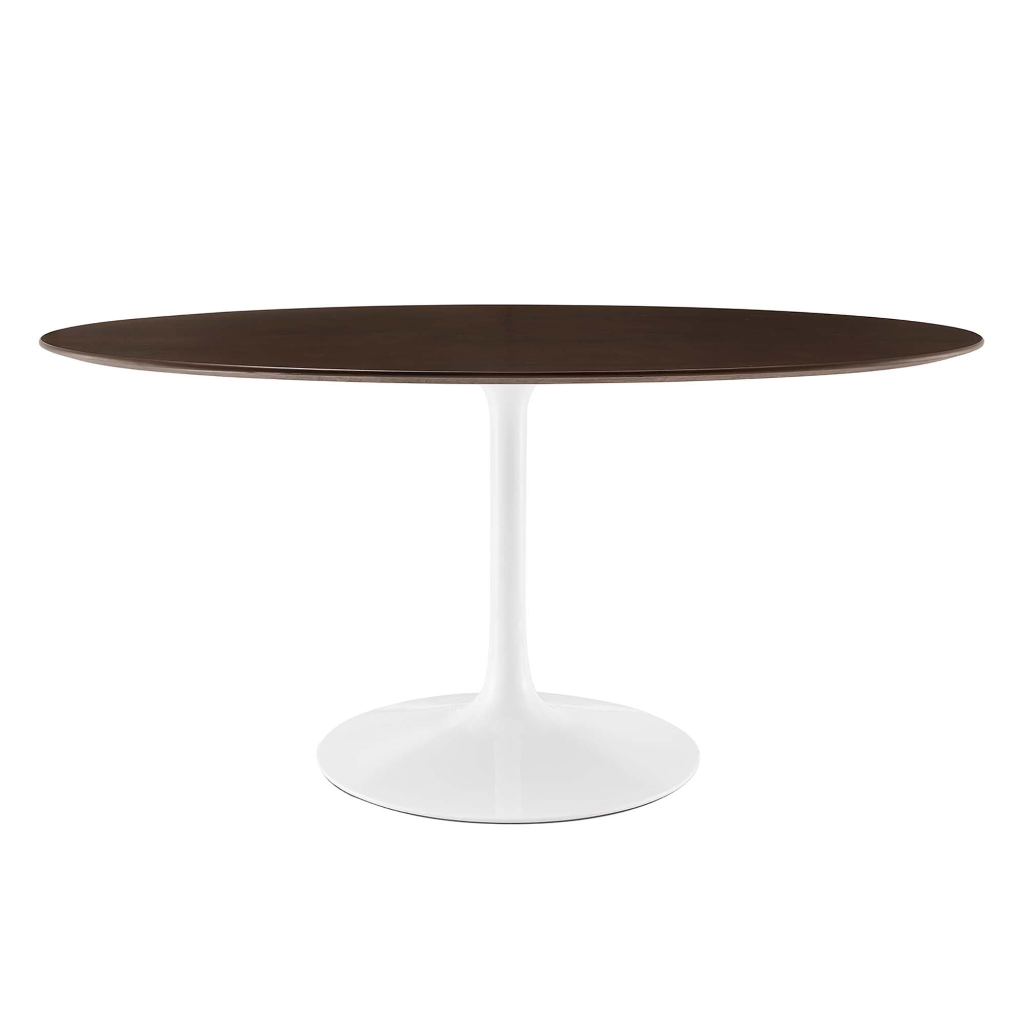 Lippa 60" Oval Cherry Walnut Wood Dining Table, White Cherry Walnut