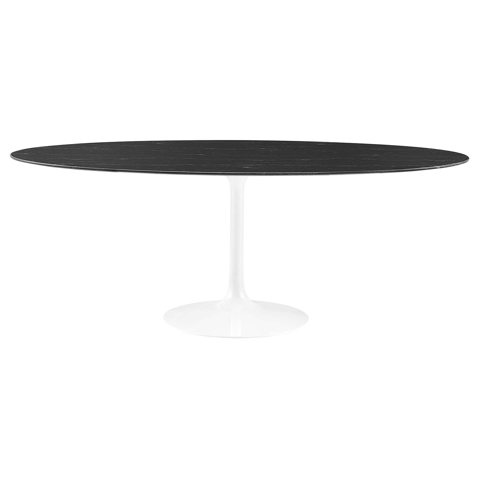 Lippa 78" Oval Faux Marble Dining Table, White Black