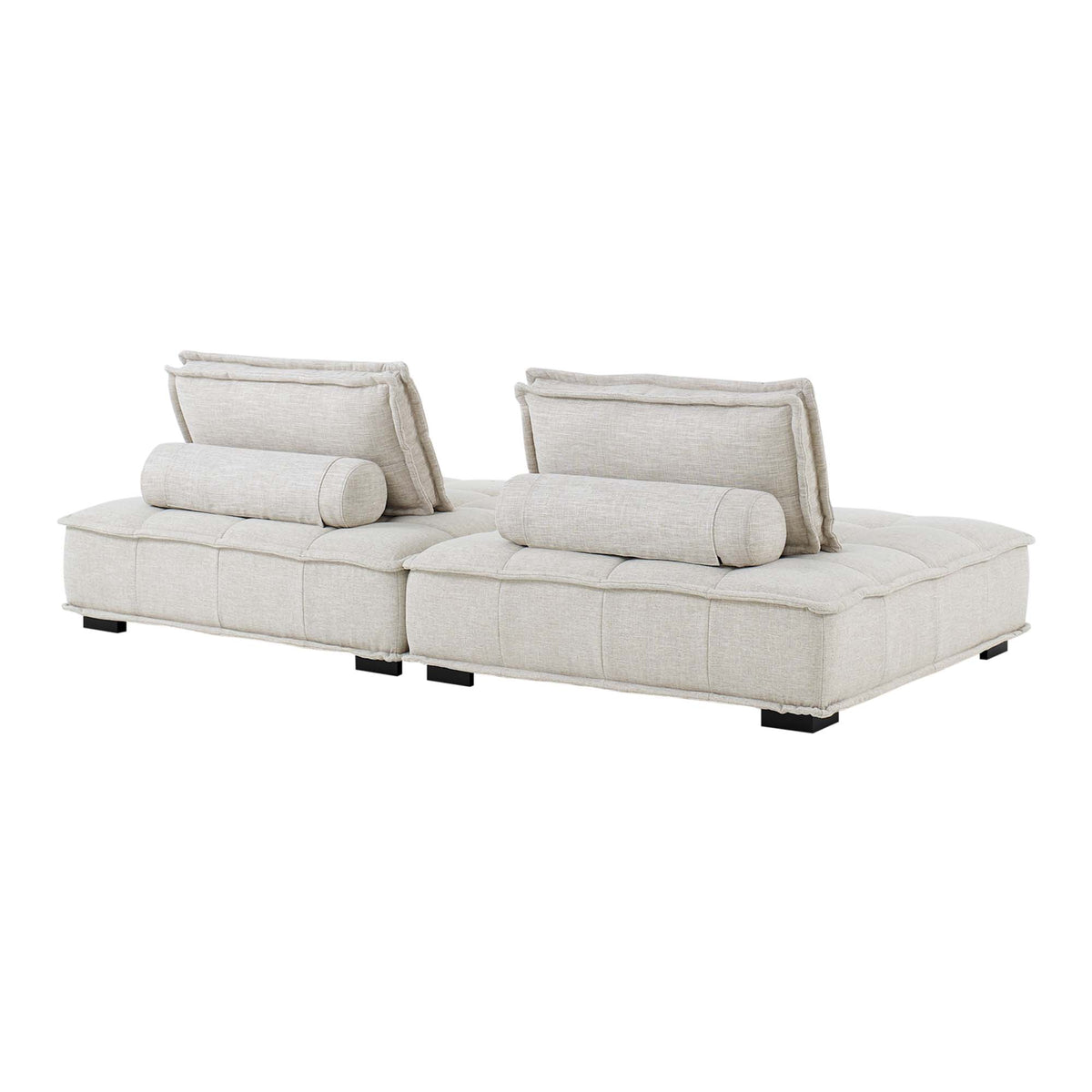 Saunter 2-Piece Tufted Fabric Fabric Loveseat, Beige