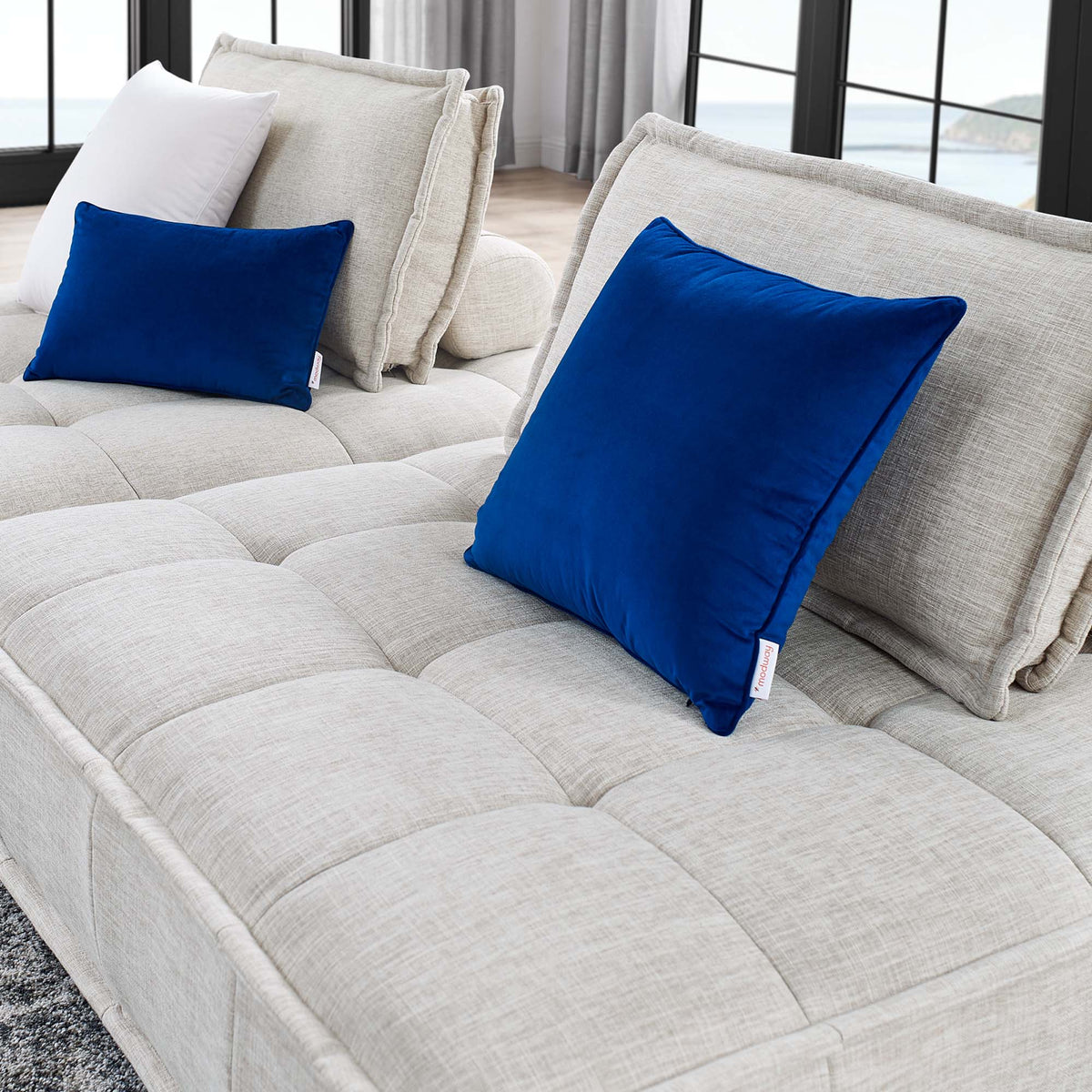 Saunter 2-Piece Tufted Fabric Fabric Loveseat, Beige